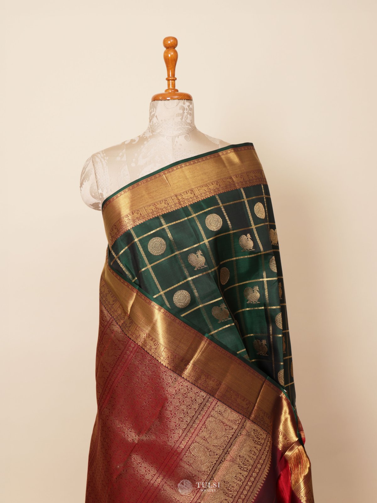 Dark Green Kanjeevaram Silk Saree