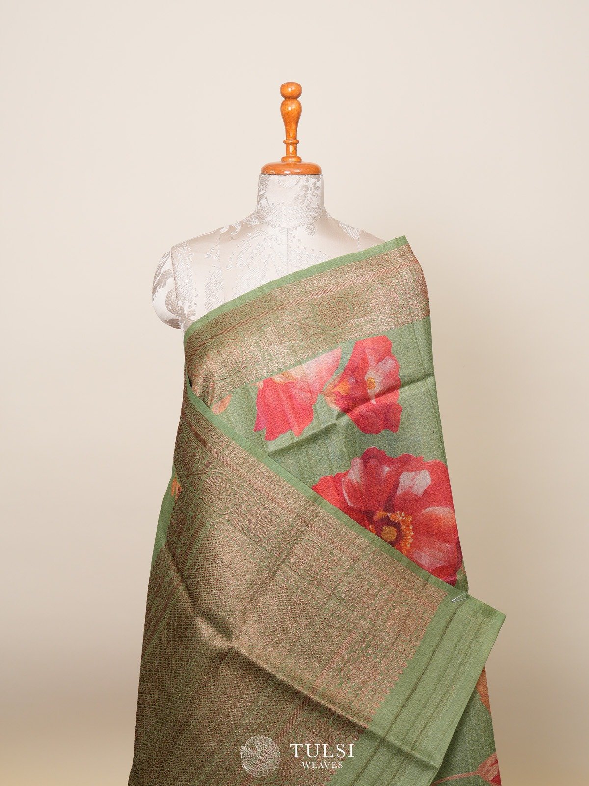 Light Green Banarasi Tussar Silk Sarees