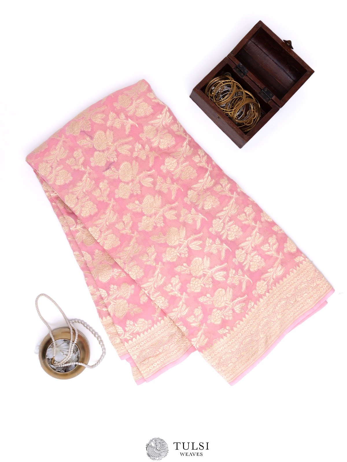 Pink Banarasi Georgette Silk Saree