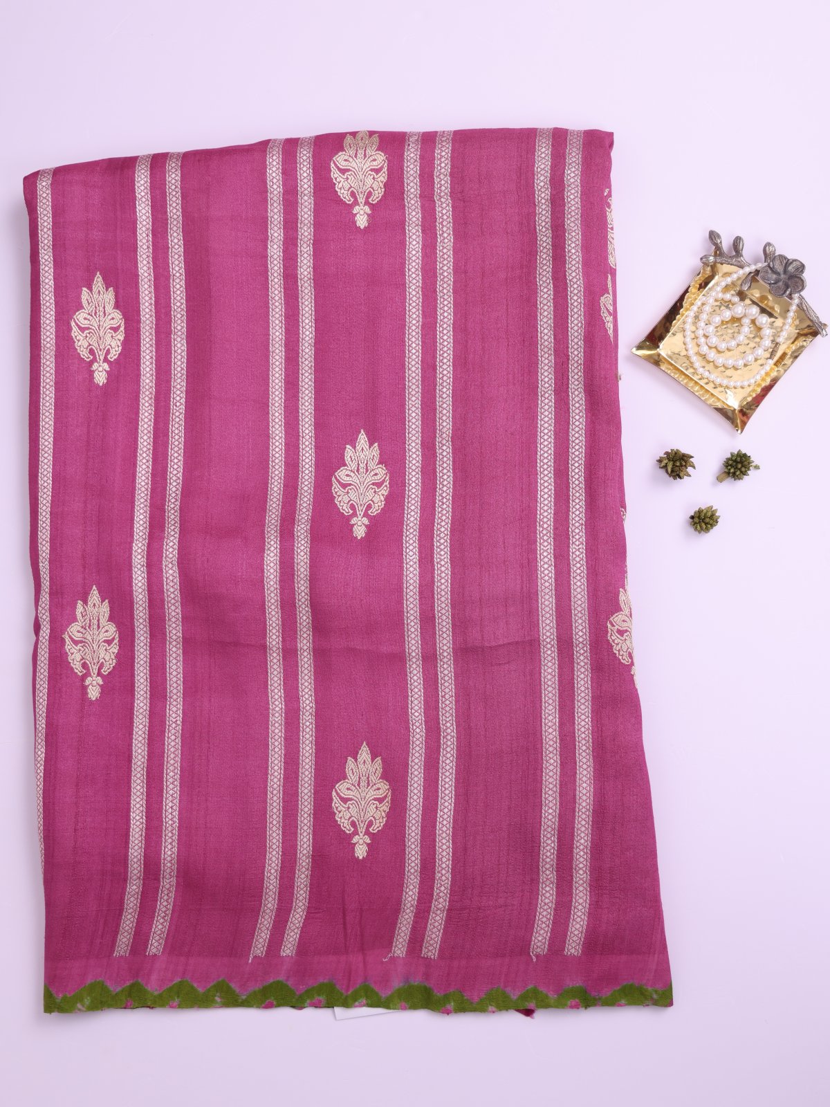 Pink Banaras Tussar Georgette Silk Saree