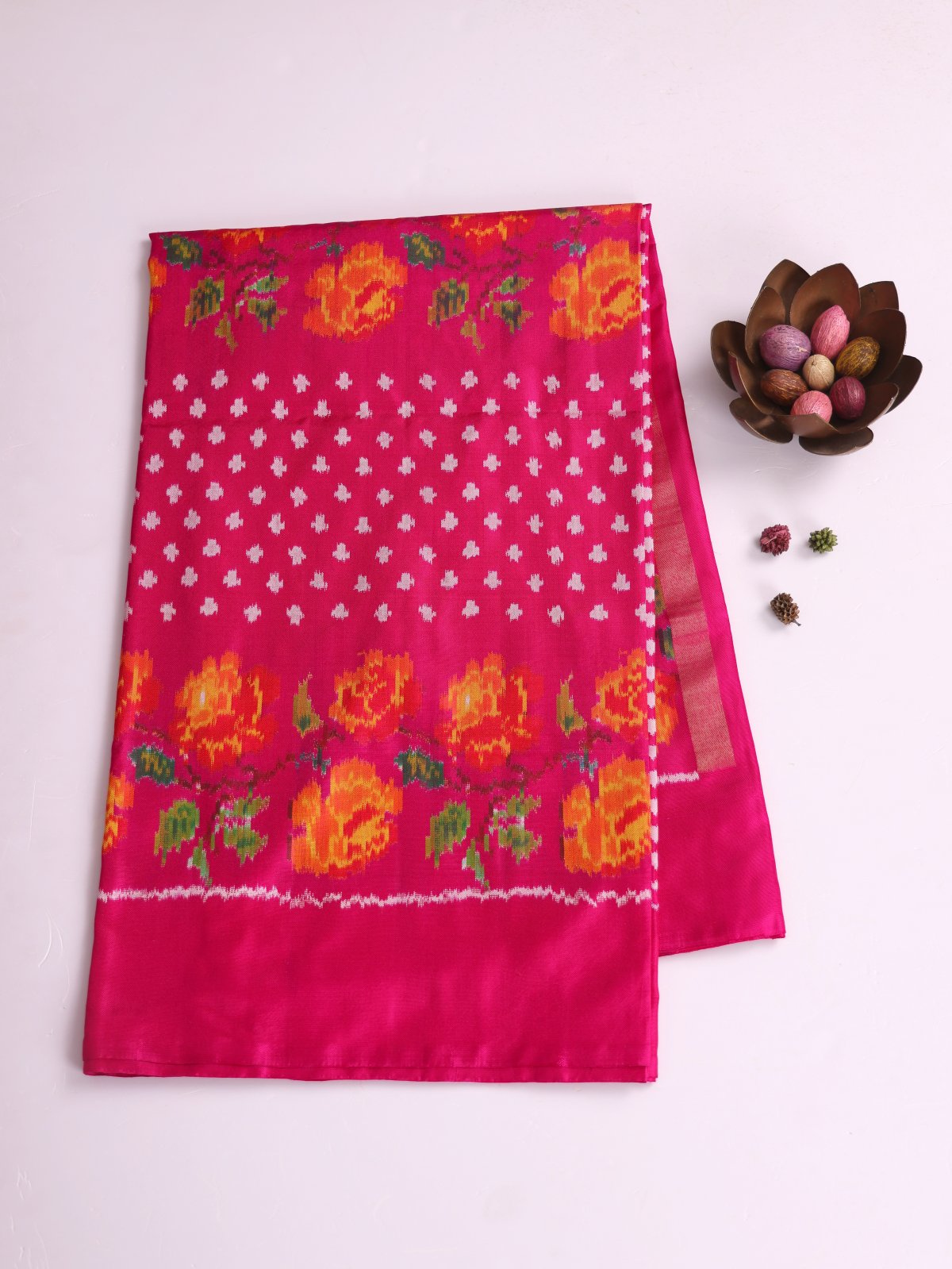 Rani Pink Patola Silk Saree
