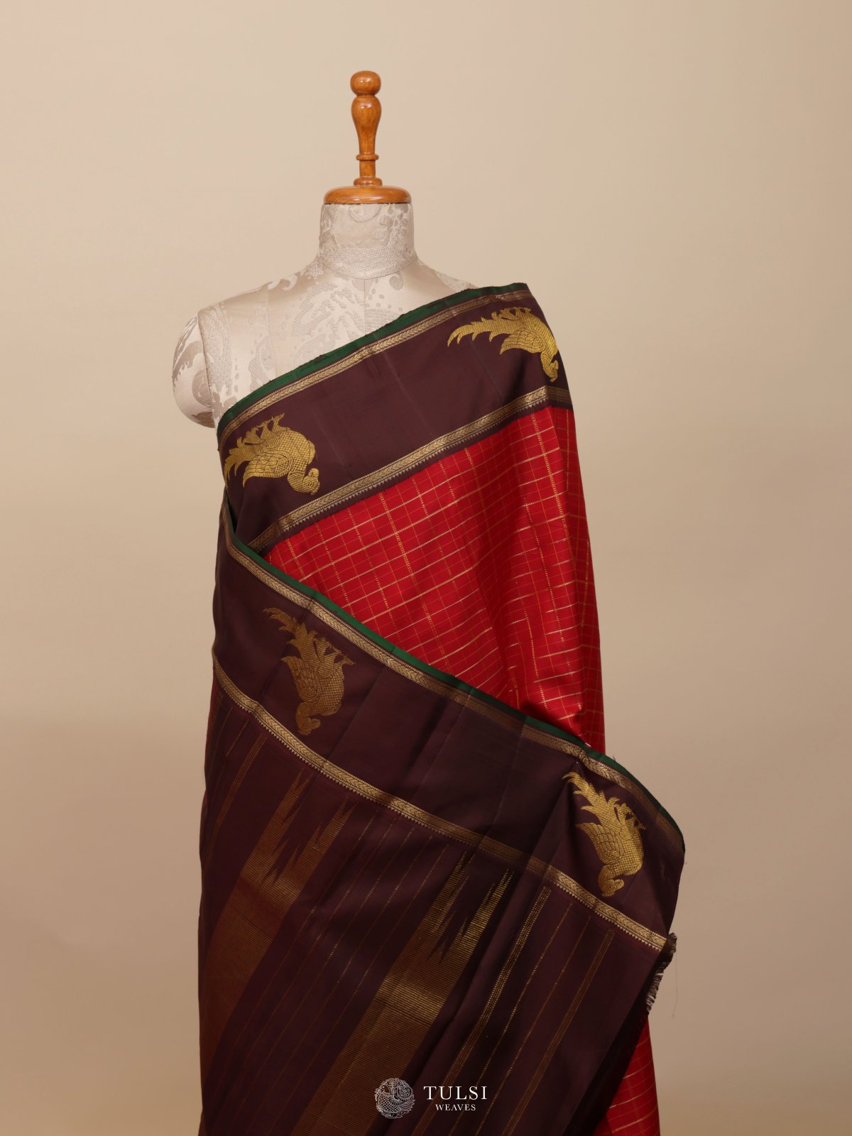 Dark Red Kanjeevaram Silk Saree