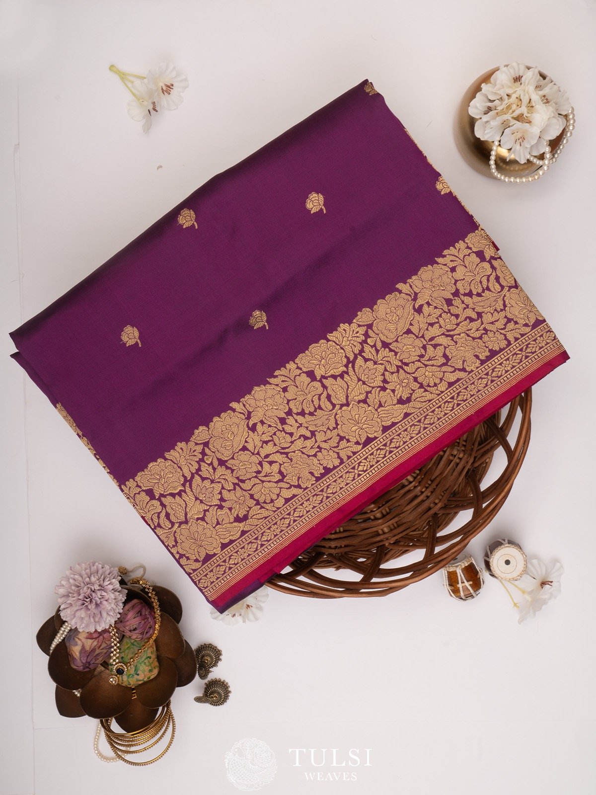 Purple Banarasi Silk Saree