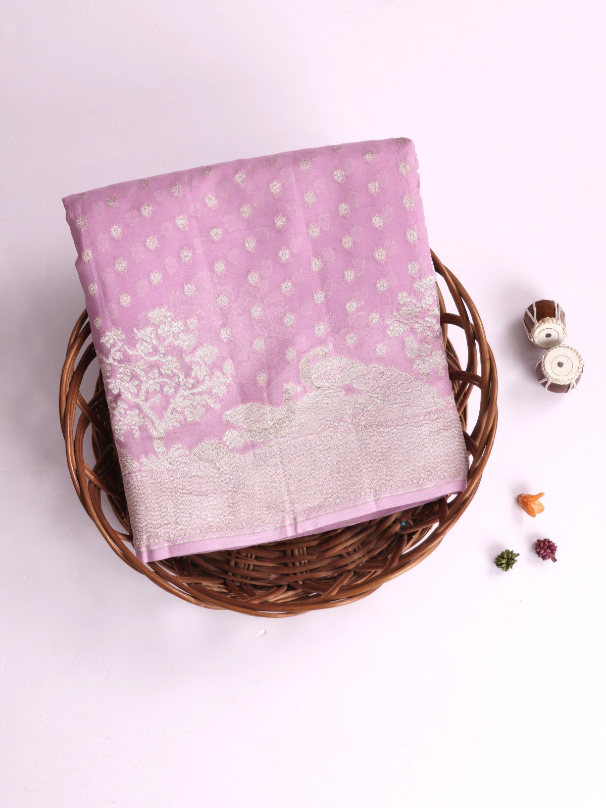 Lavender Banaras Georgette Silk Saree