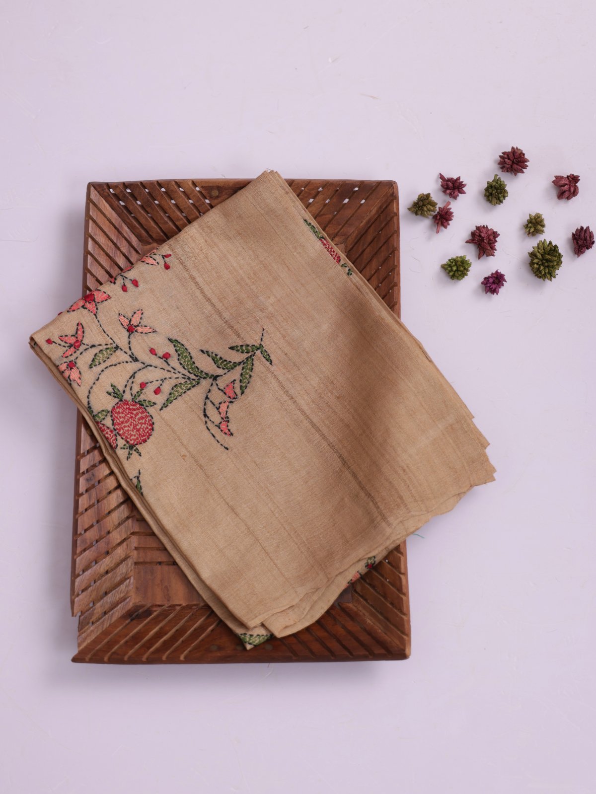 Beige Embroidered Tussar Silk Blouse