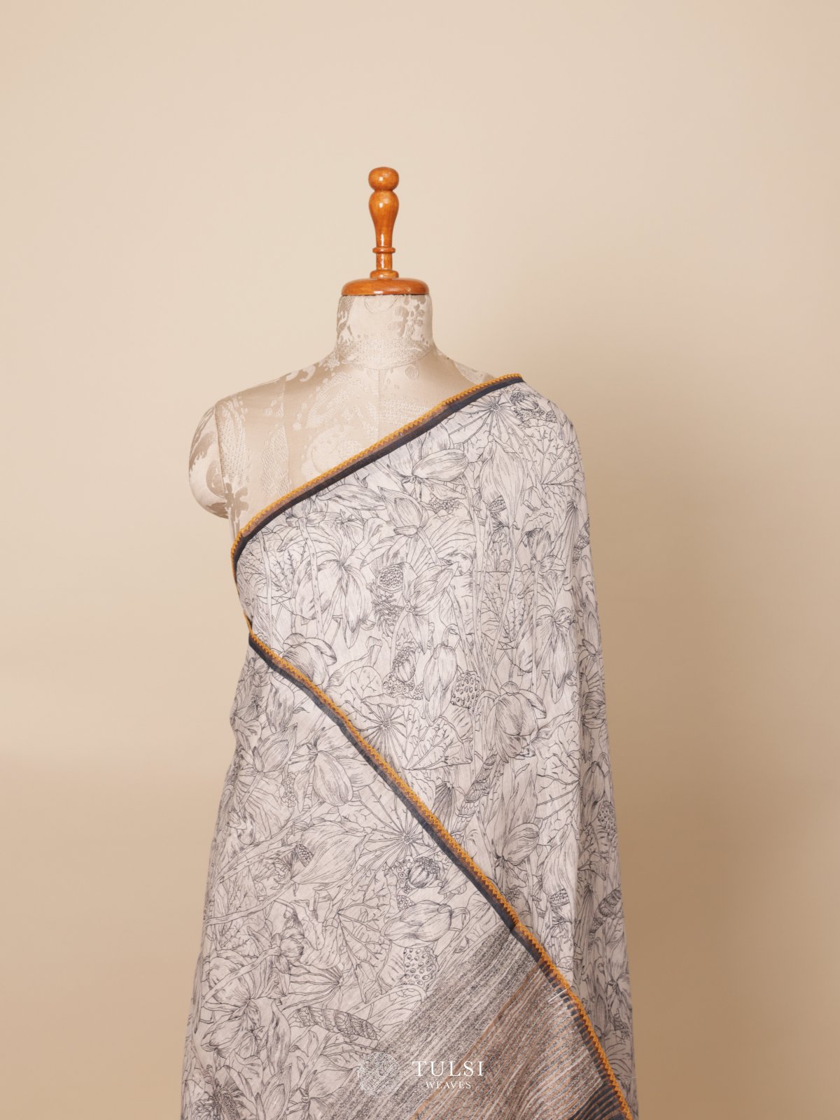 Off-White Linen Saree