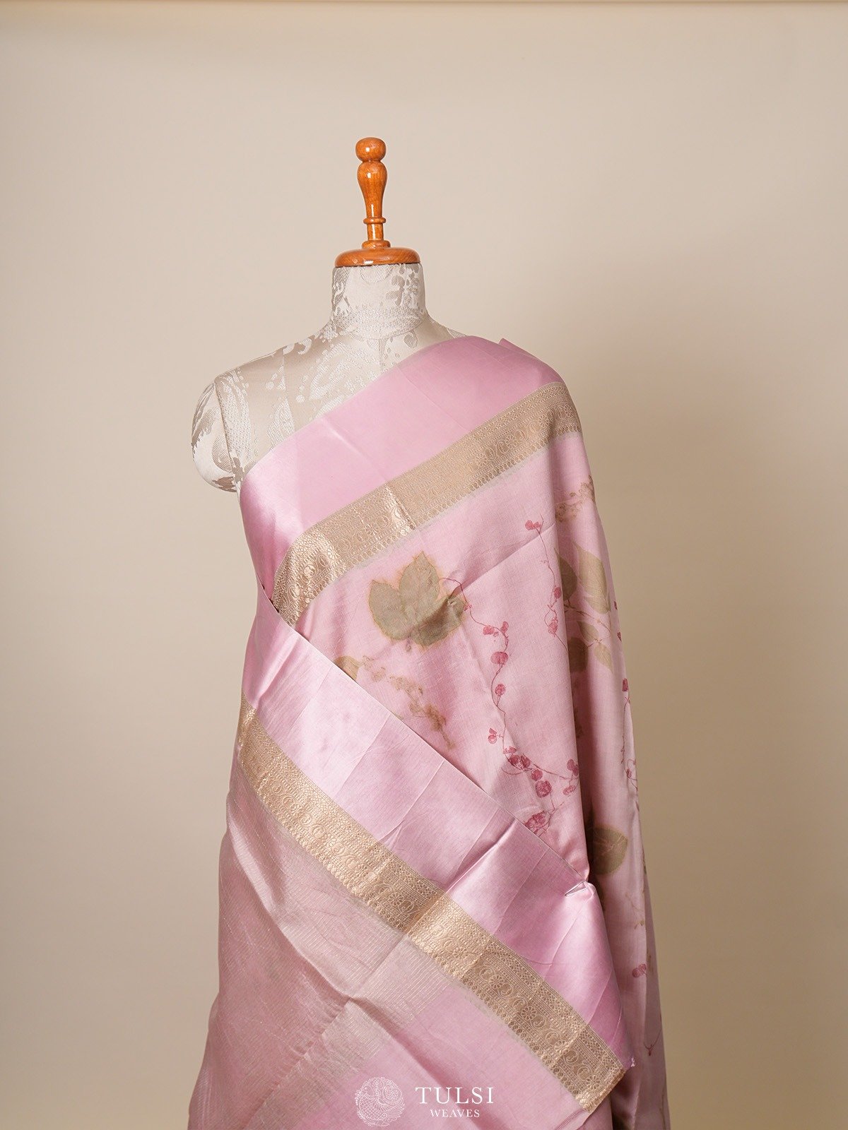 Light Pink Munga Tussar Silk Saree