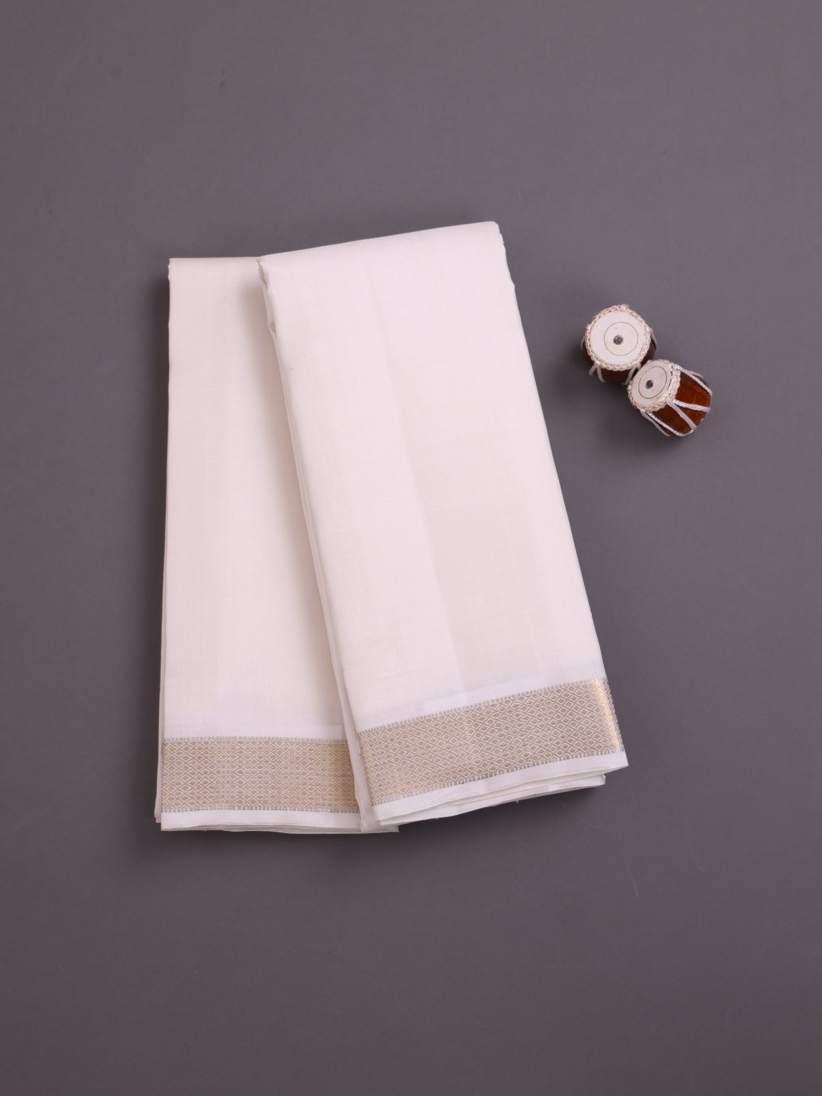 Off White Silk Dhoti And Vastram with Zari Border