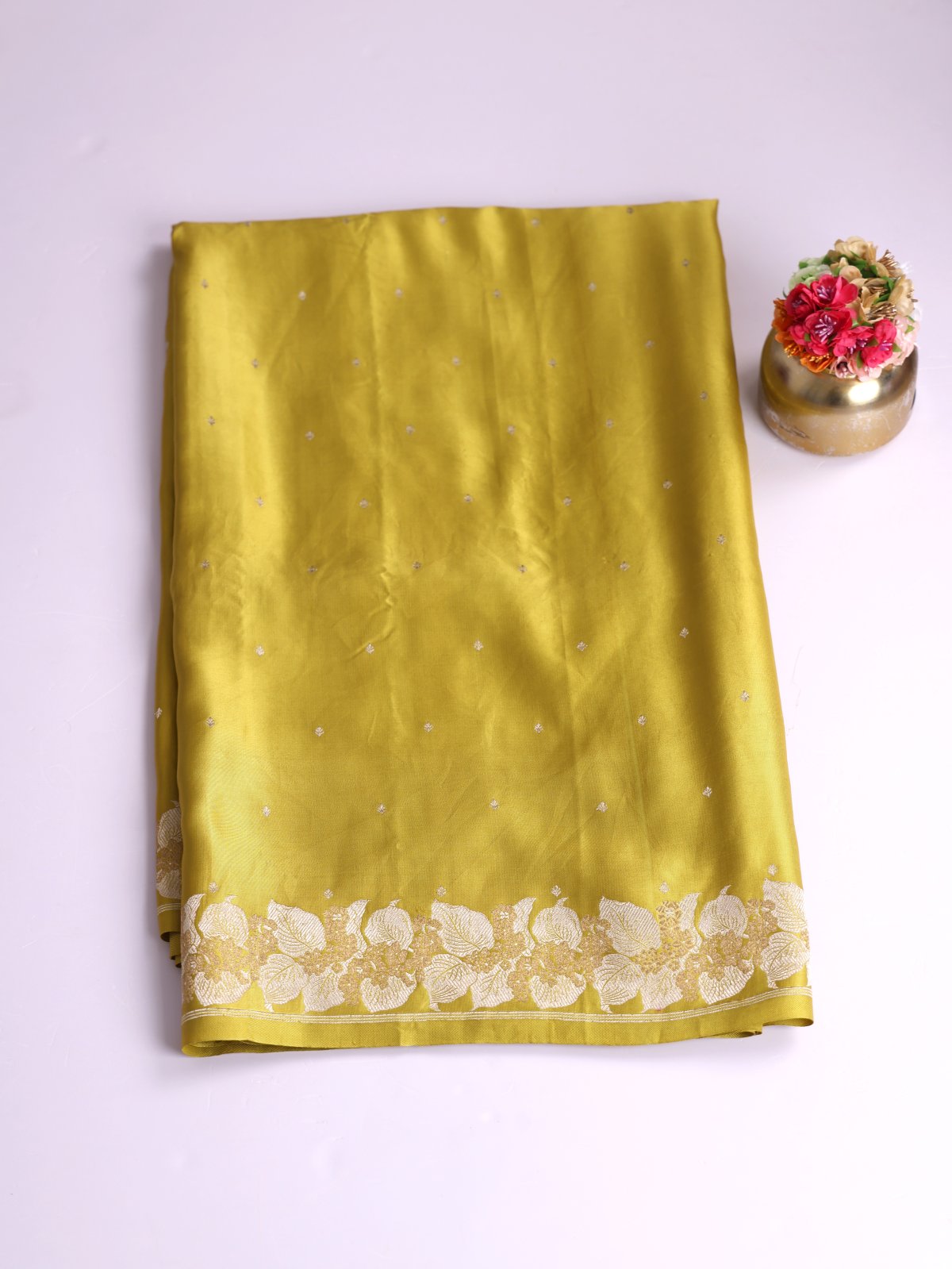 Yellowish Green Mashru Silk saree
