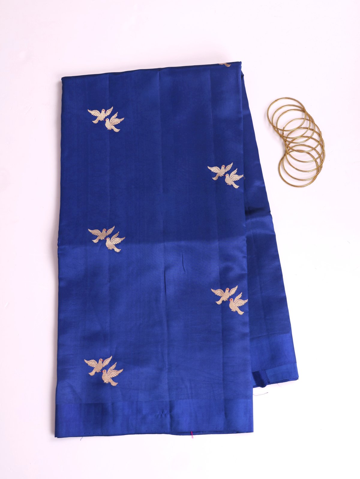 Royal Blue Mashru Silk Saree With Satin Border