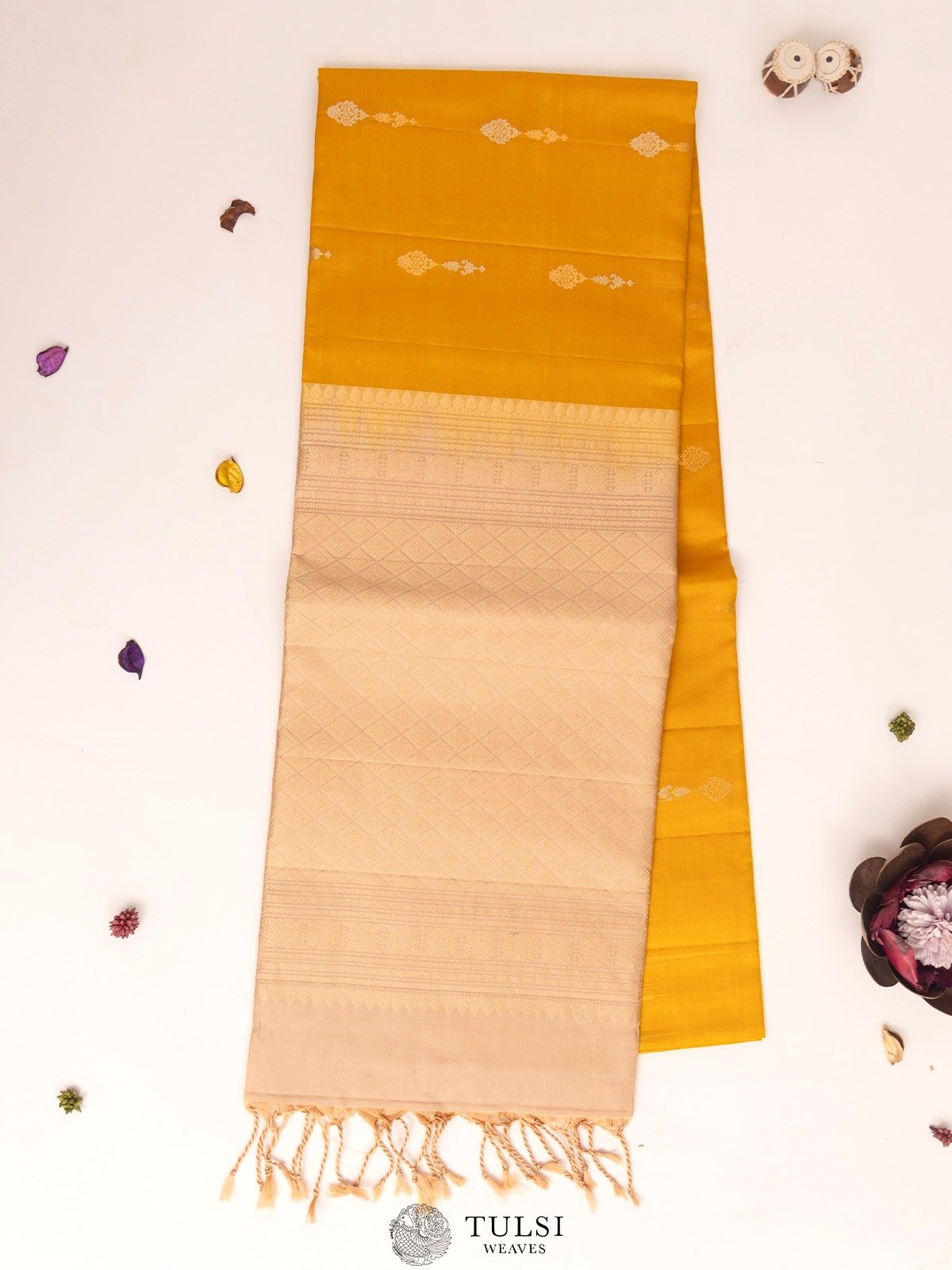 Mustard Yellow Soft Silk Saree