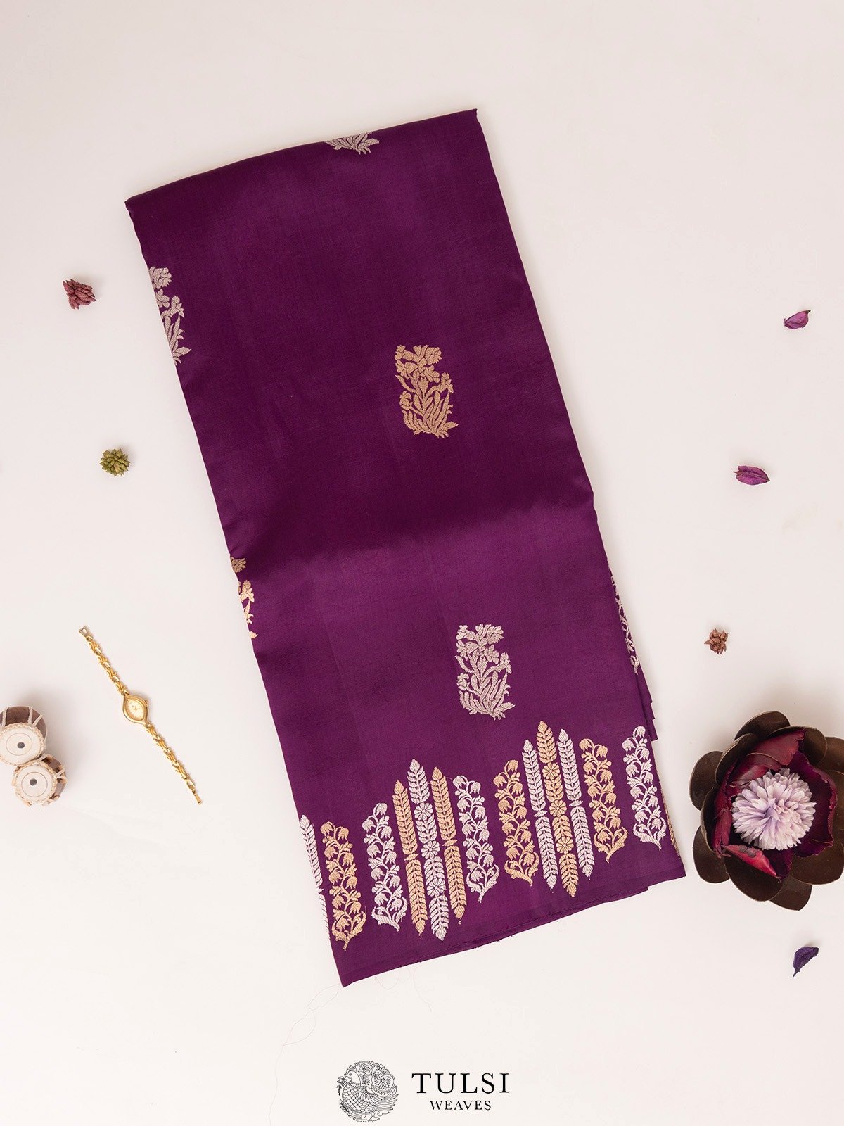 Violet Mashru Silk Saree