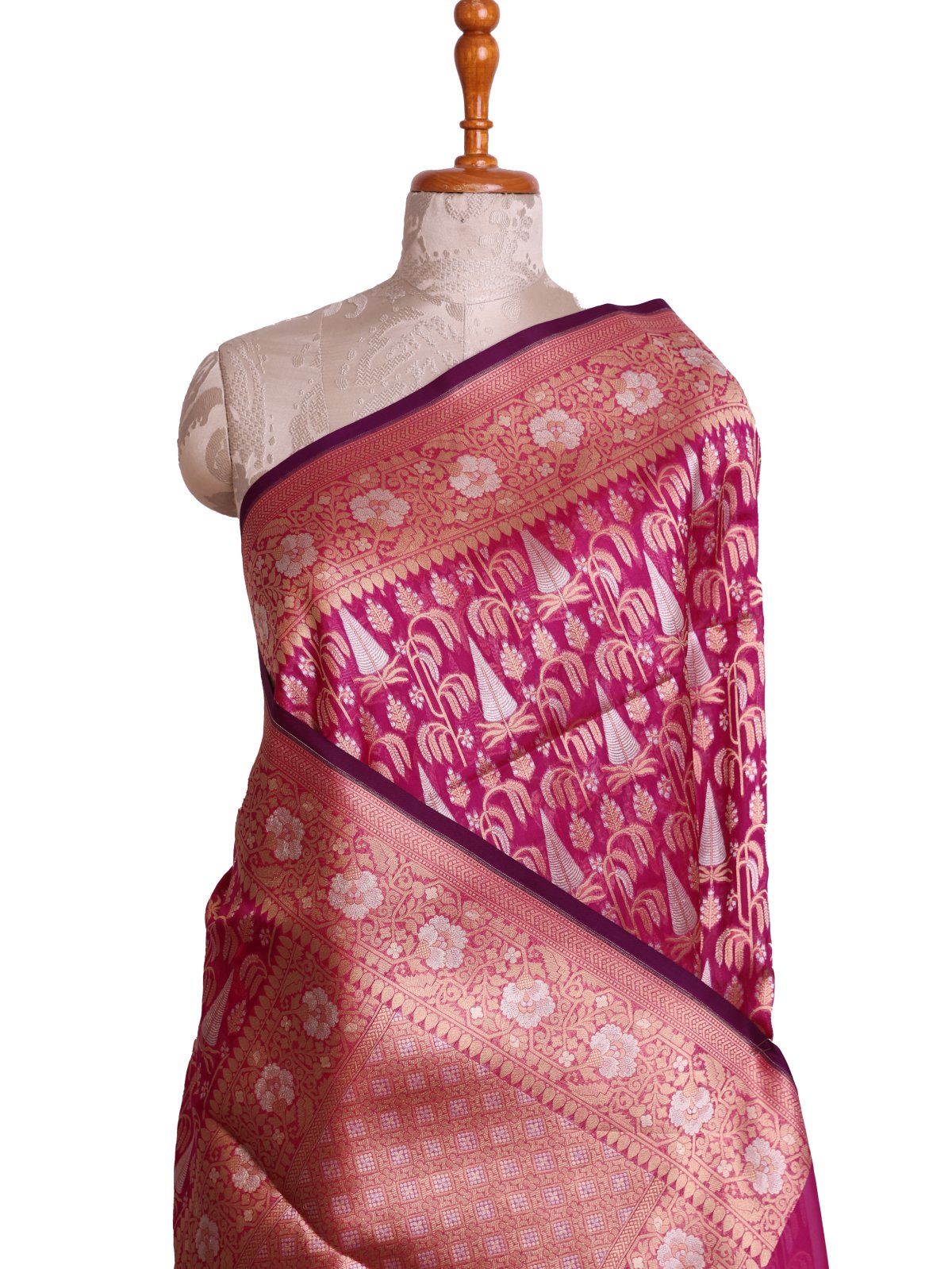 Rani Pink Kora Silk Saree