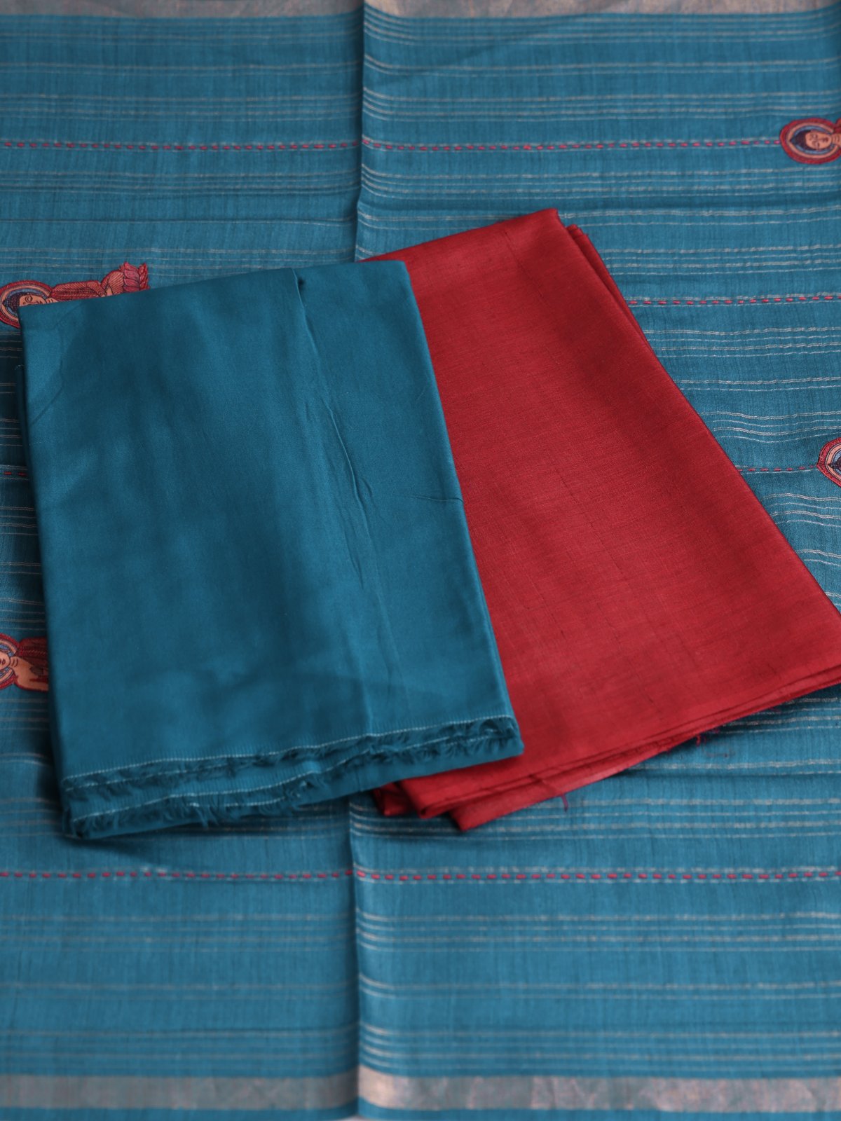Araku Tussar Salwar Material With Applique Embroidered Dupatta