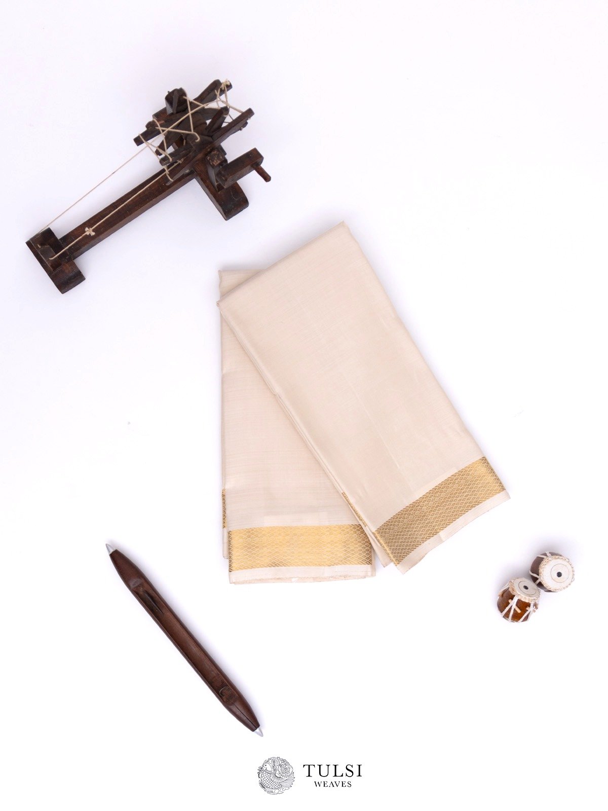 Off-White Dhoti With Self Zari Border