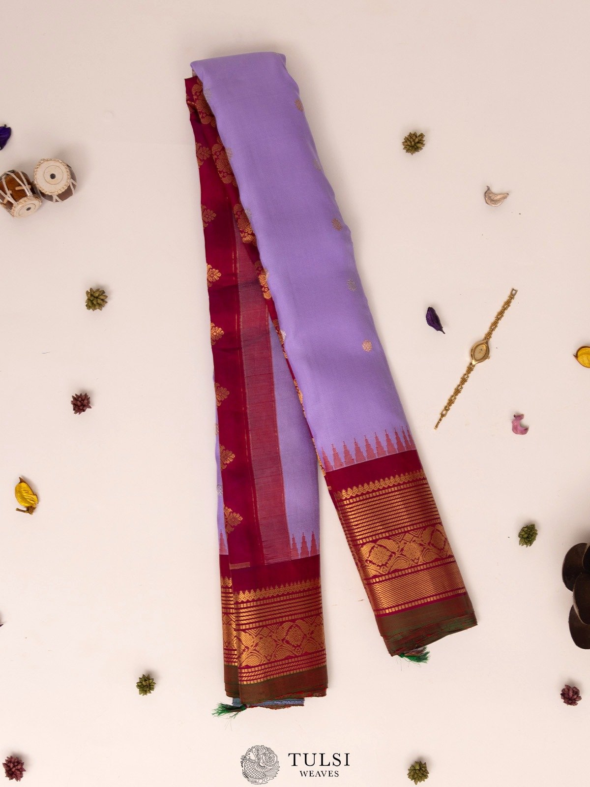 Lavender Gadwal Silk Saree