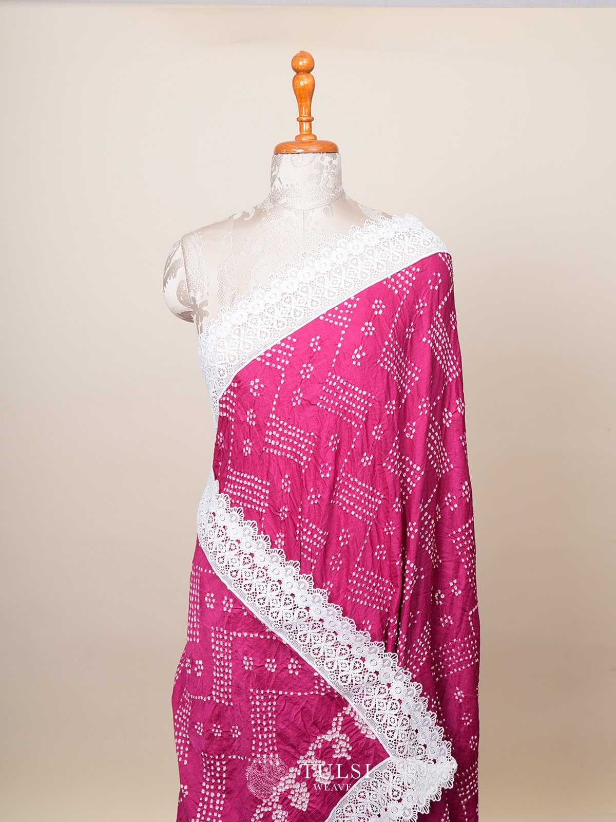 Rani Pink Bandhini Silk Saree