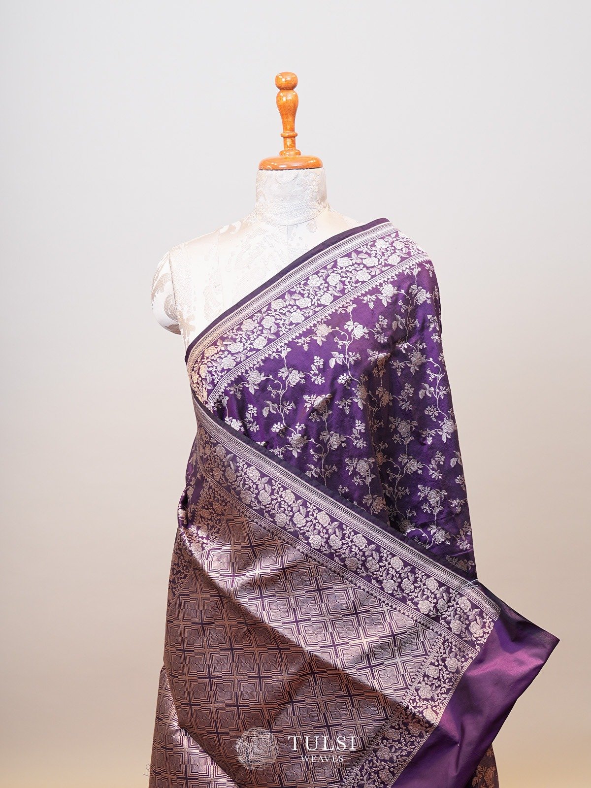 Violet Banaras Silk Saree