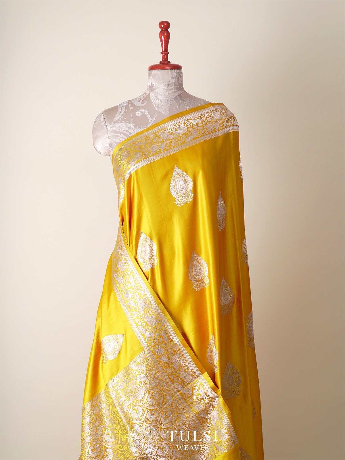 Mustard Mashru Silk Saree