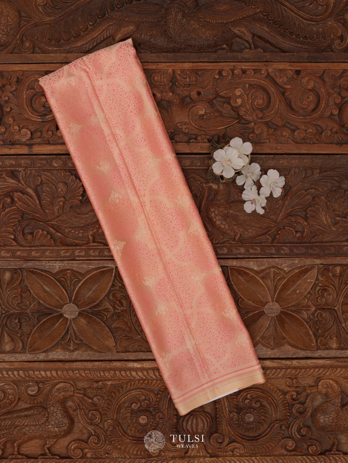 Peach Satin Banaras Silk Blouse