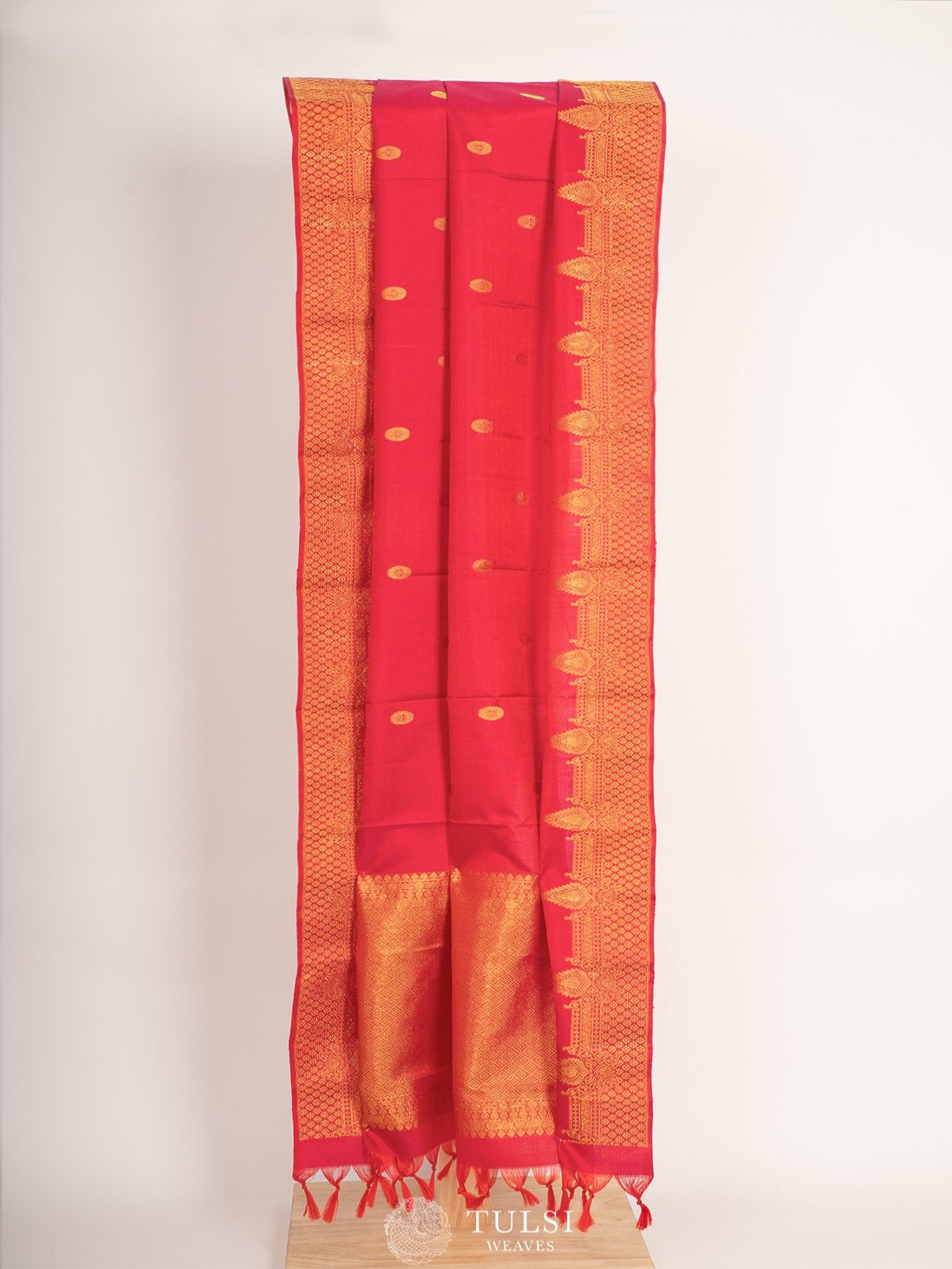 Reddish pink Kanchipuram Silk Dupatta with Banaras border