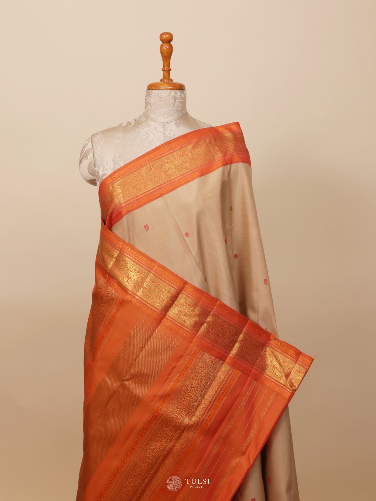 Peach Kanjeevaram Silk Saree