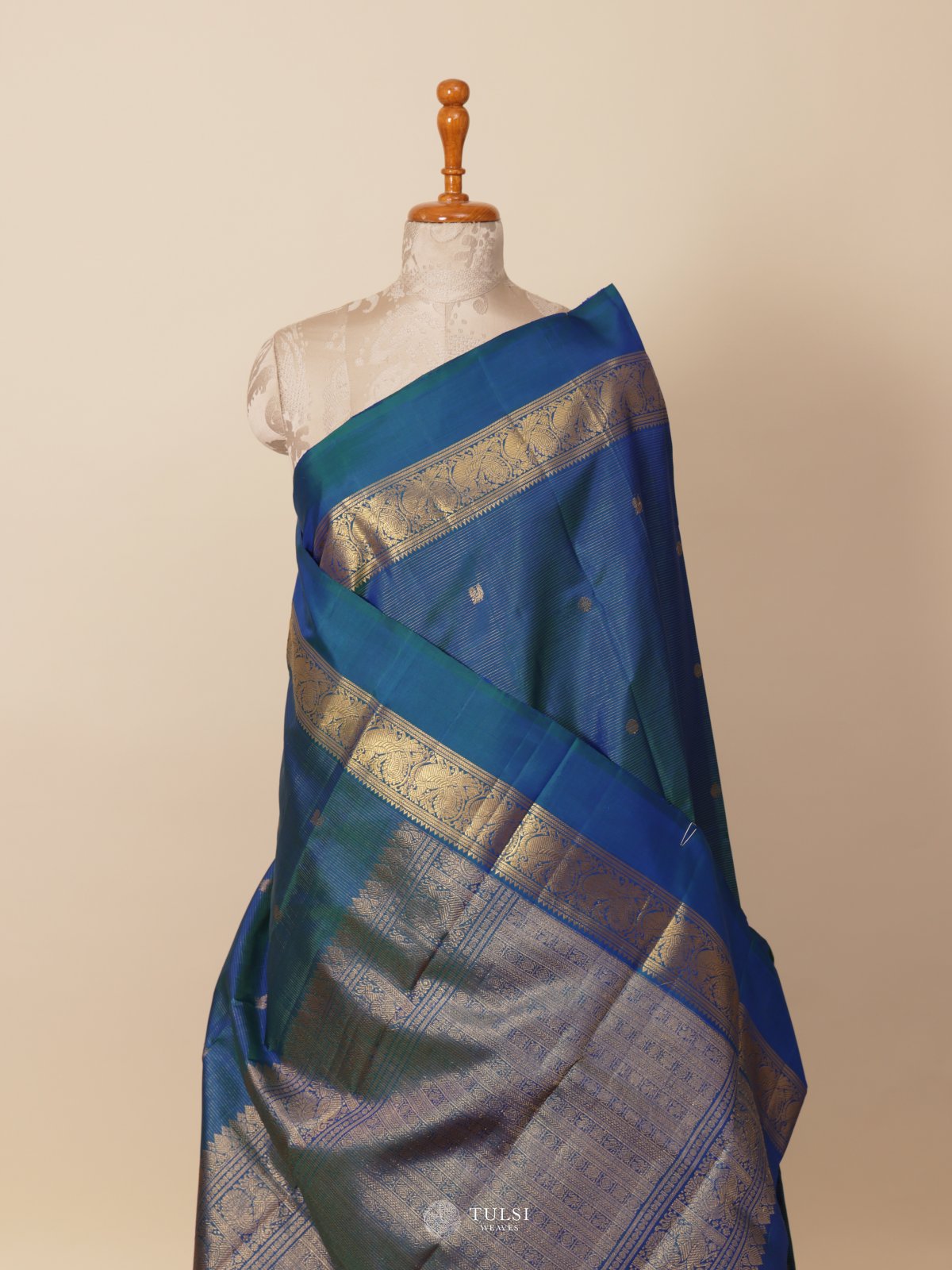 Peacock Blue Kanjeevaram Silk Saree
