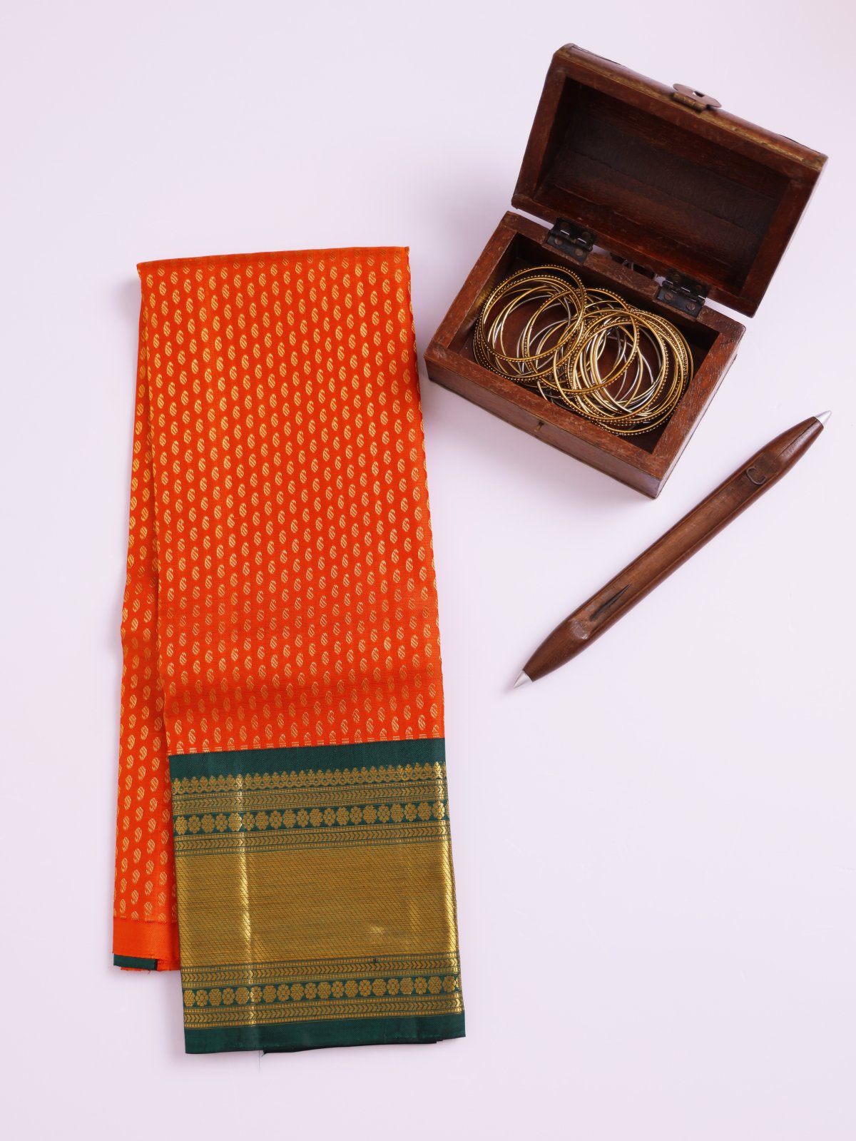 Orange Kanjeevaram Silk Pavadai