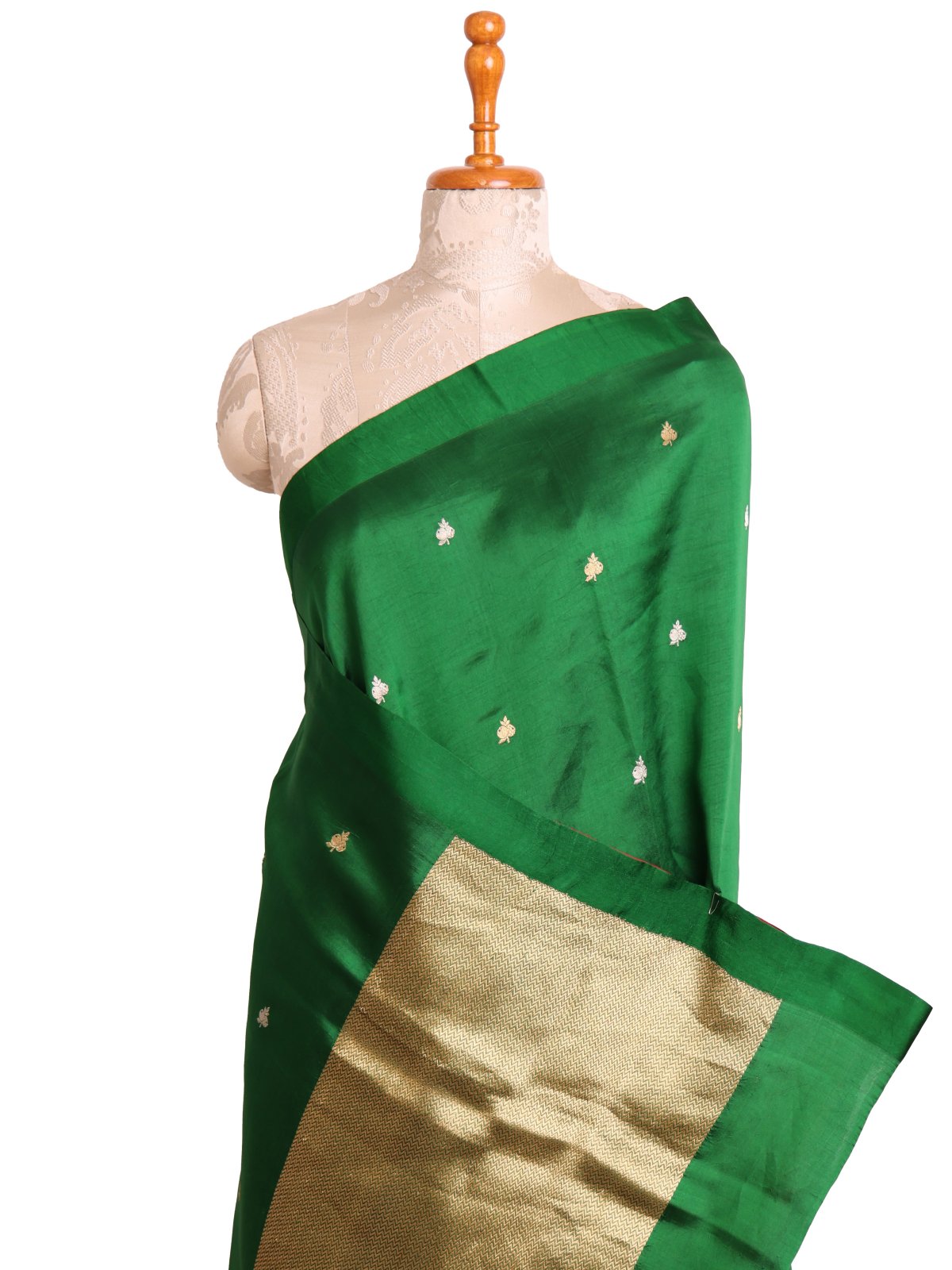 Green Mashru Silk Saree With Patola Blouse