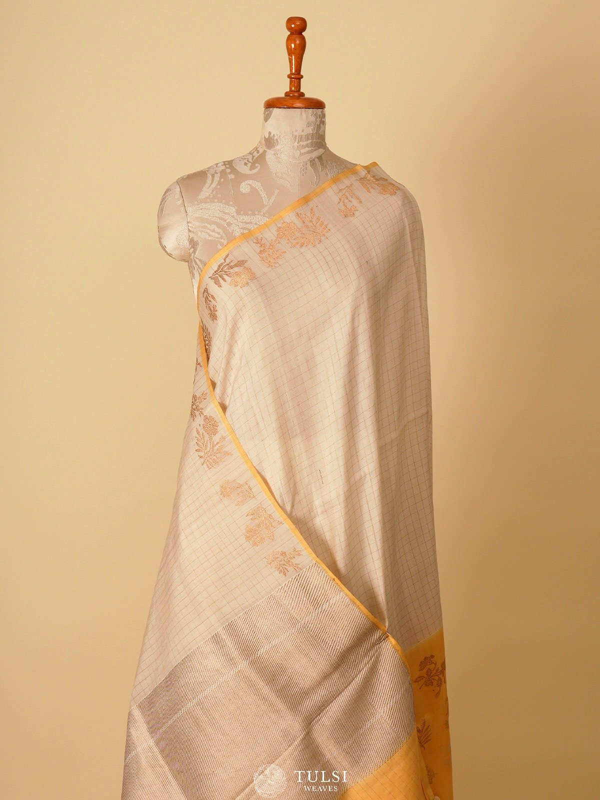 Beige Banaras Tussar Georgette Silk Saree