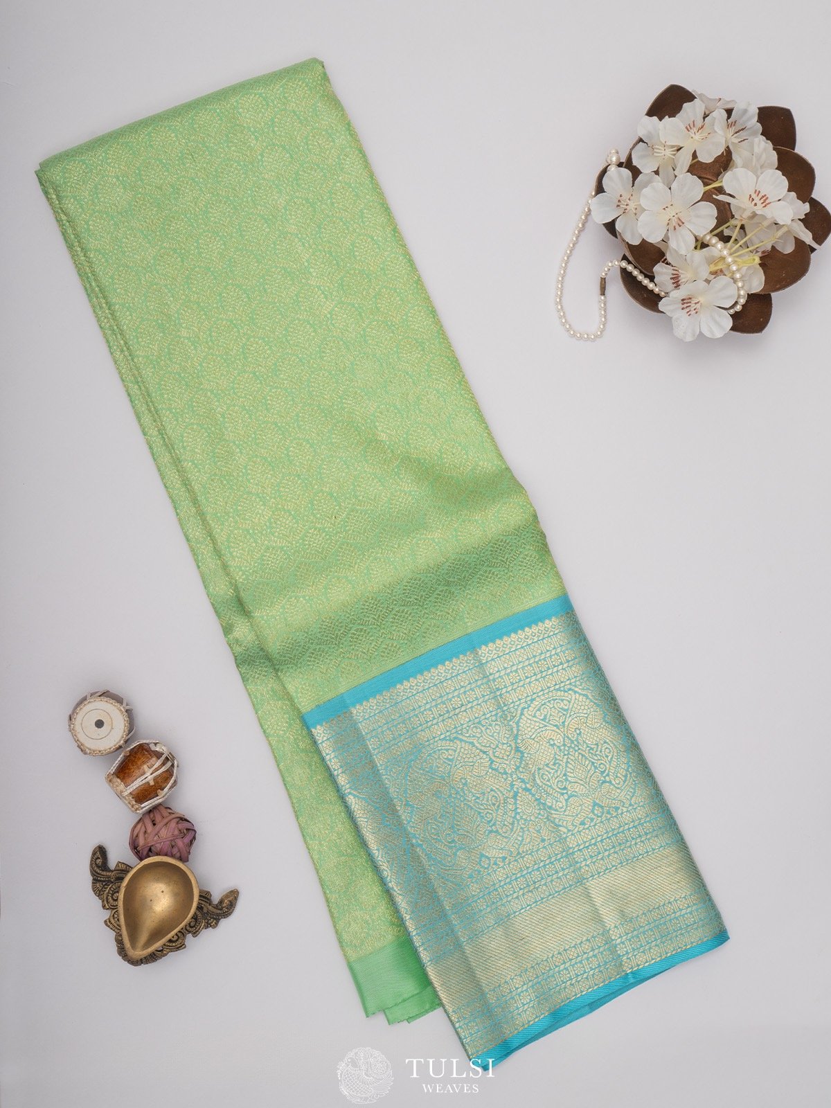 Light Mint Green Silk Pavadai