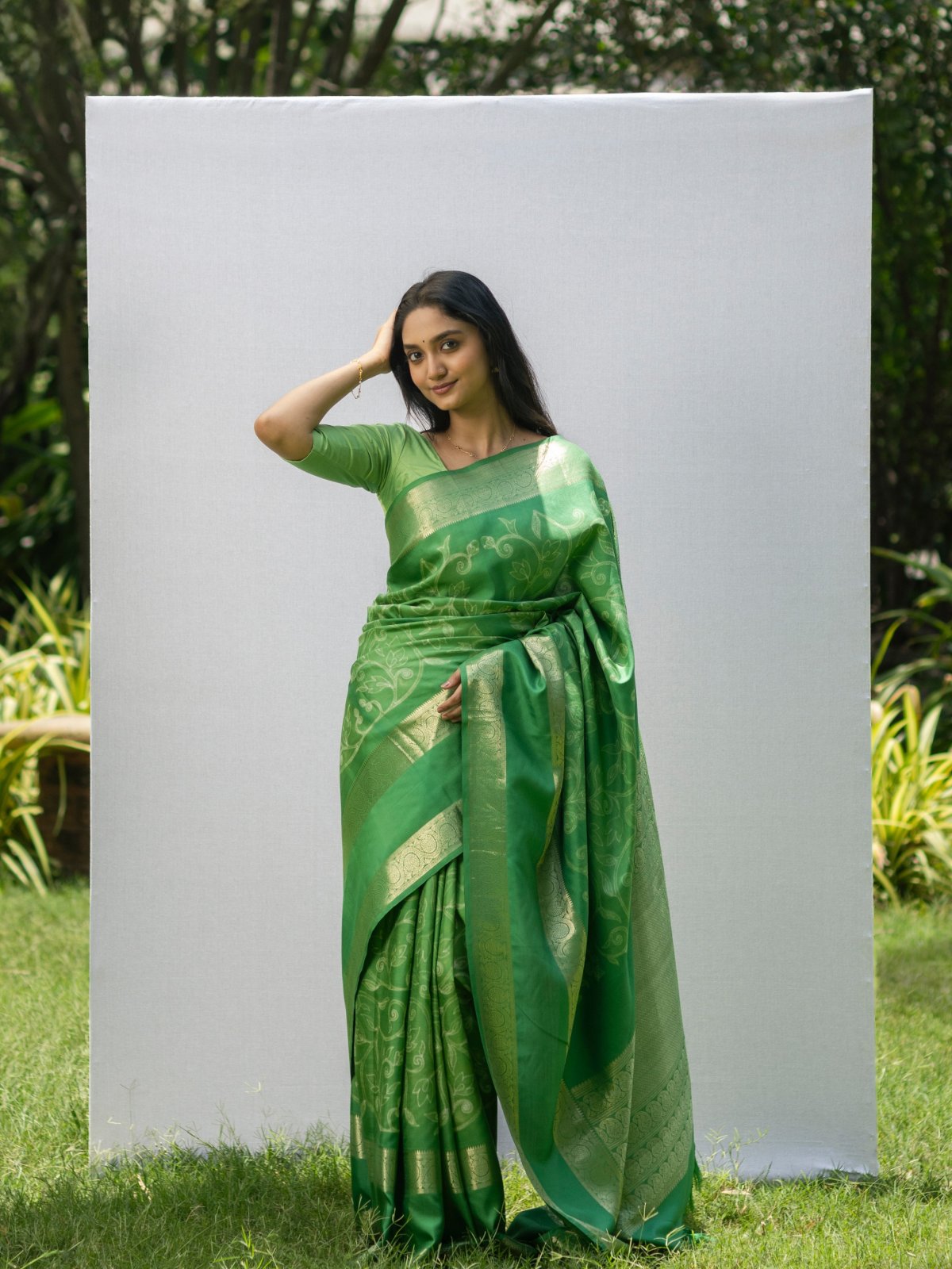 Green Shibori Kanjeevaram Silk Saree