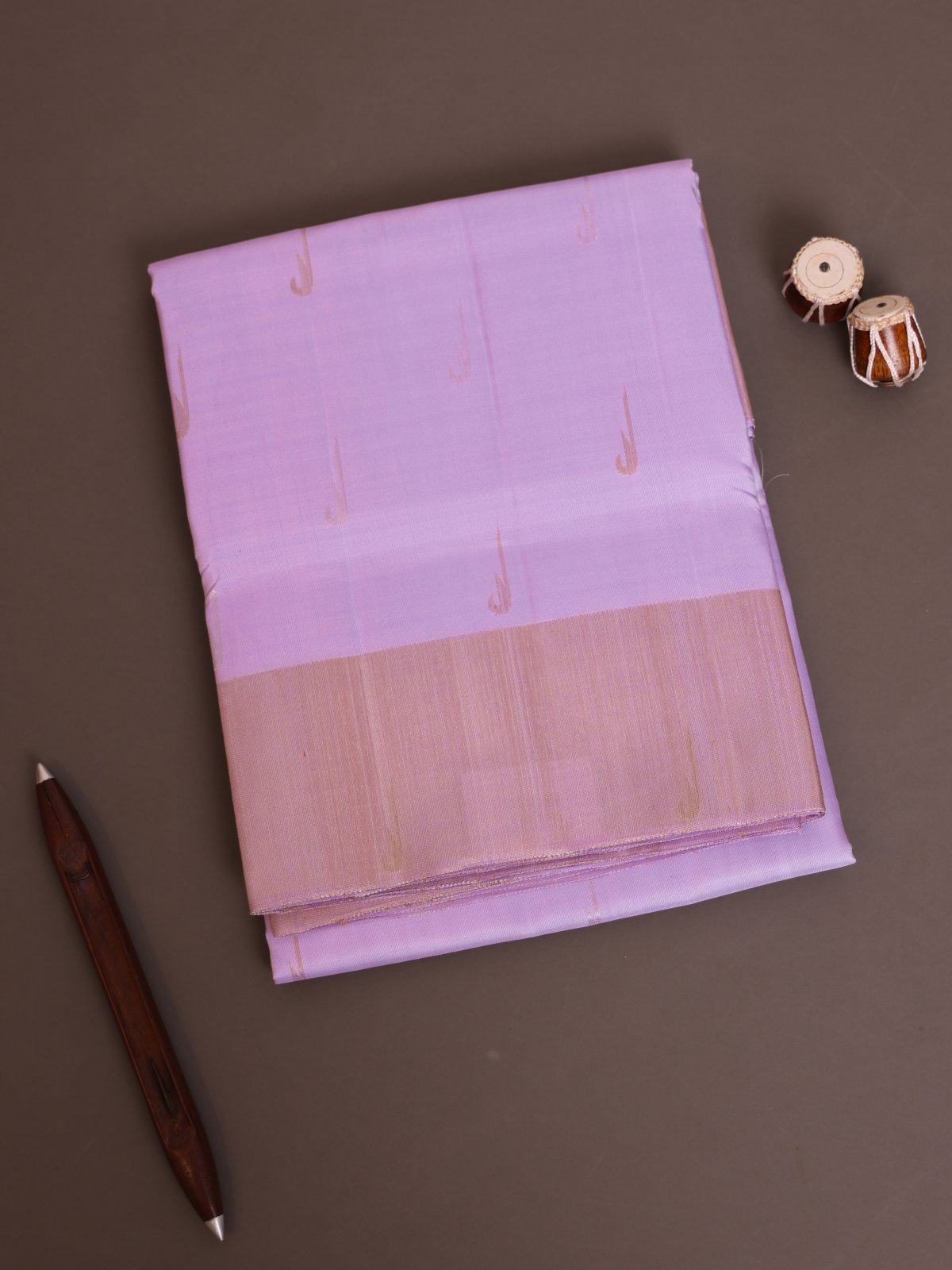 Lavender Silk Dhoti and Vasthram With Self Zari Border