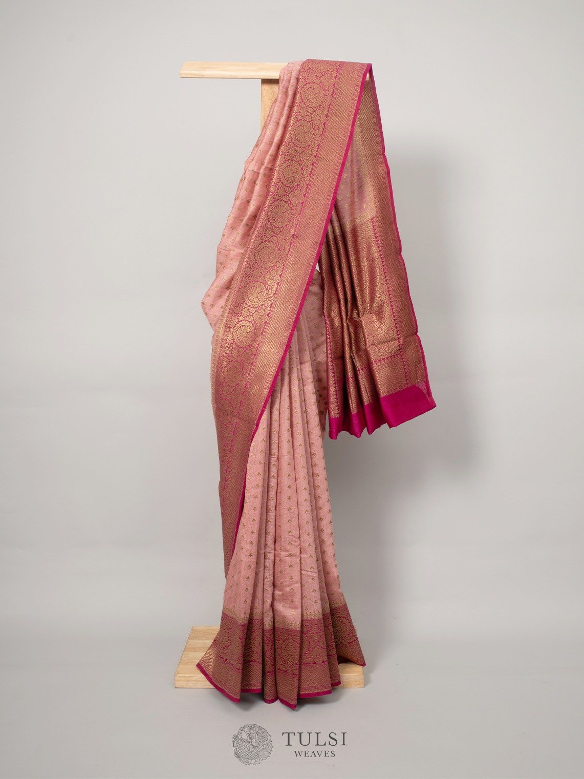 Dusty Pink Banaras Tussar Silk Saree