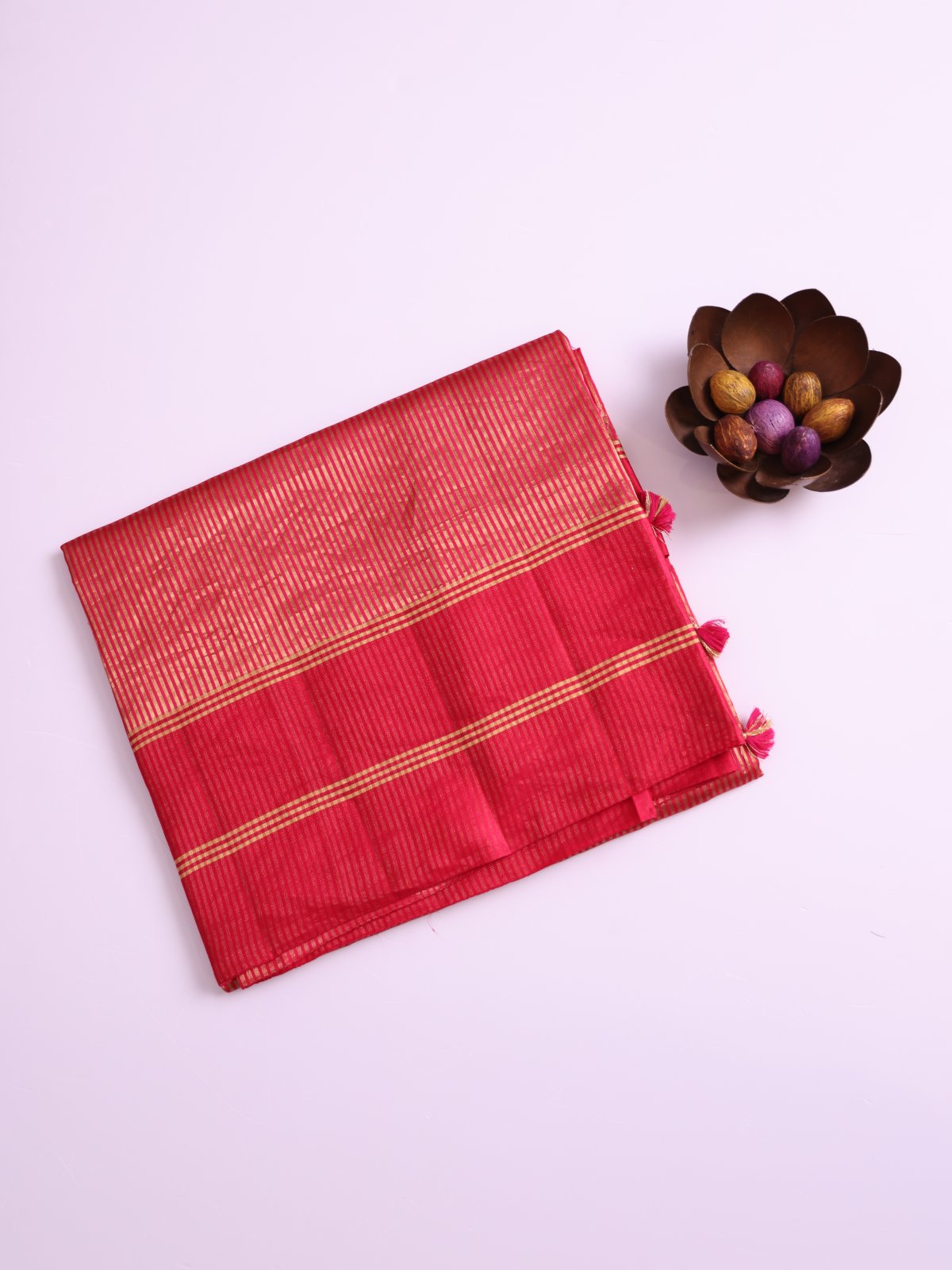 Red Striped Mashru Silk Saree