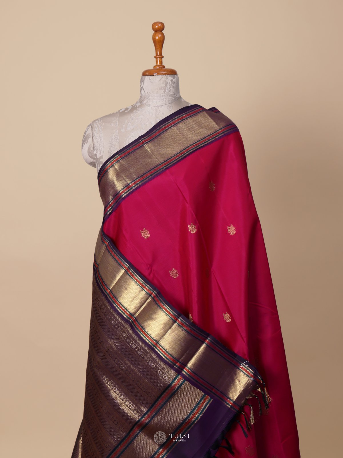 Dark Pink Kanjeevaram Silk Saree