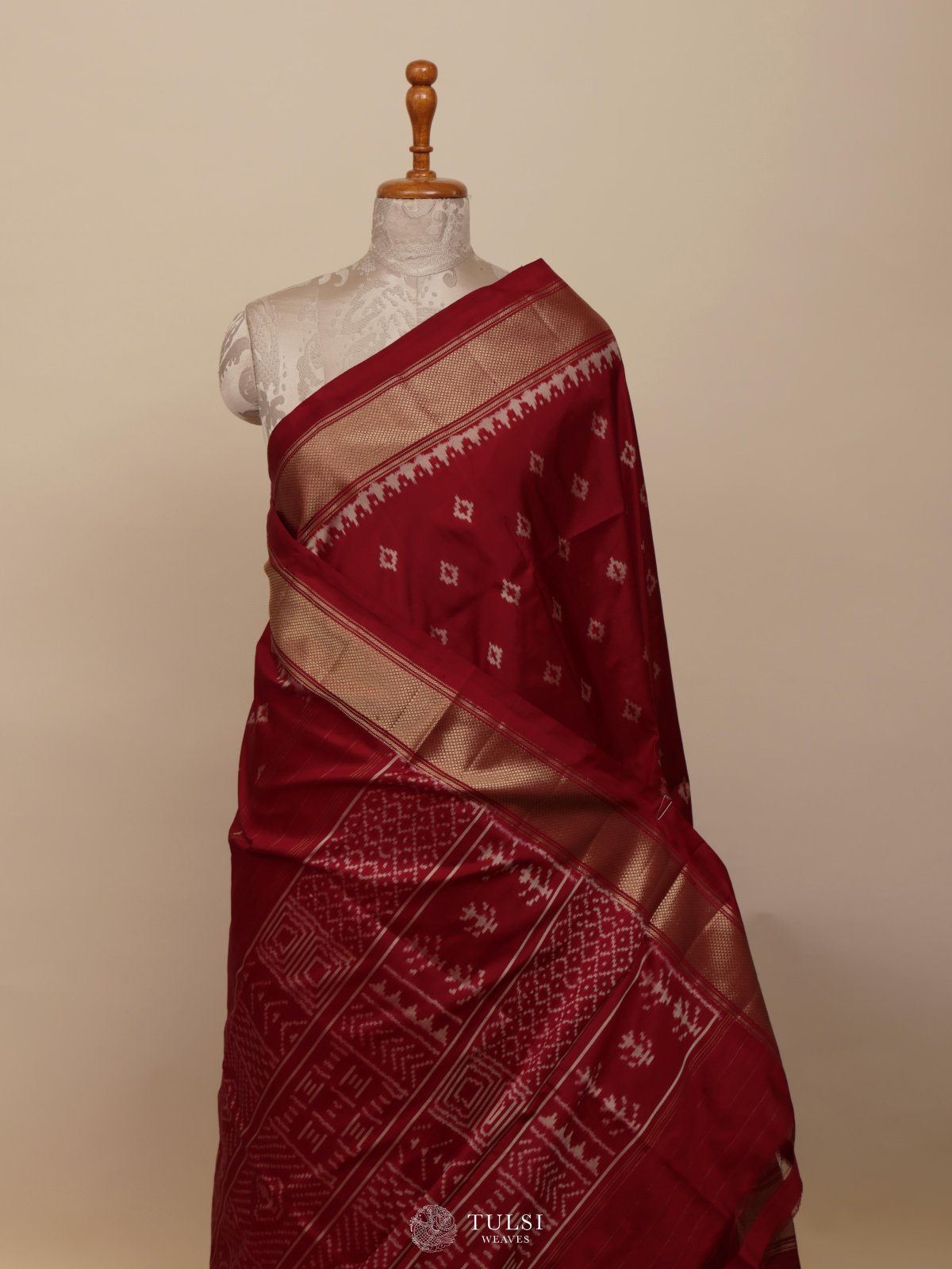 Red Ikat Silk Saree
