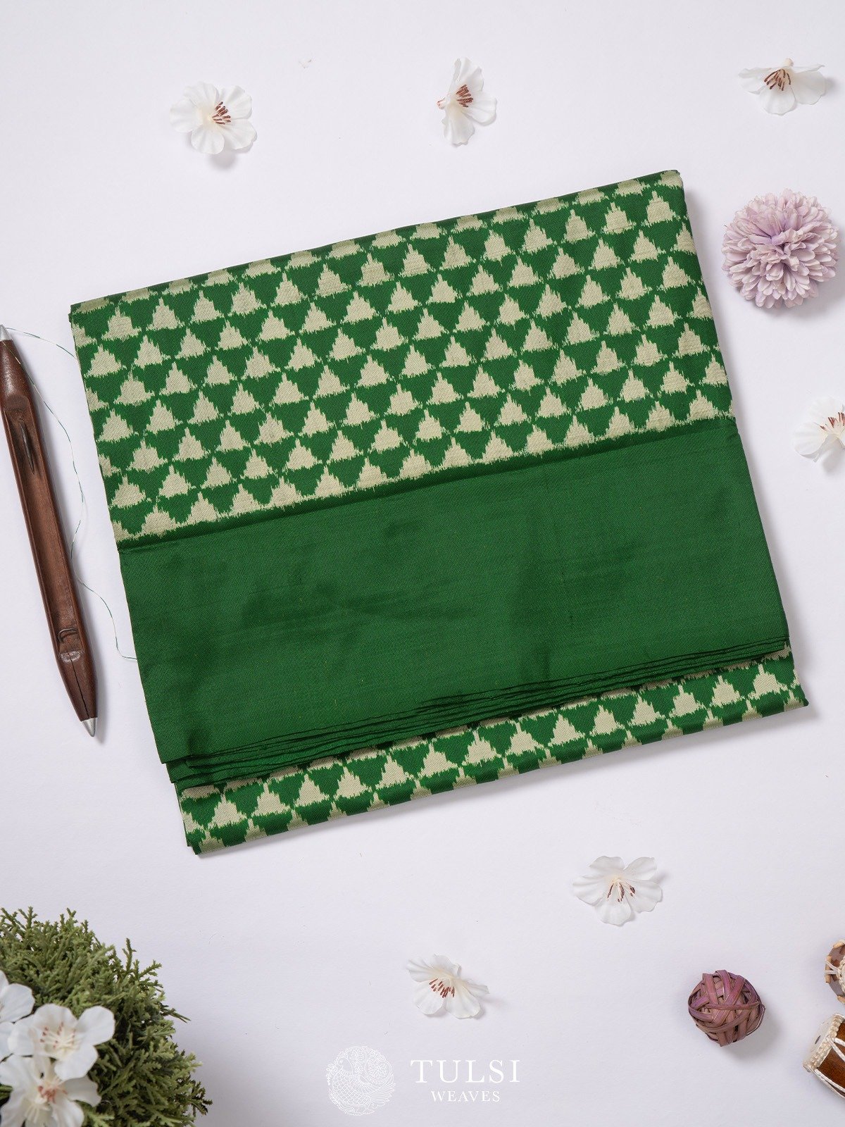 Green Ikat Silk Saree