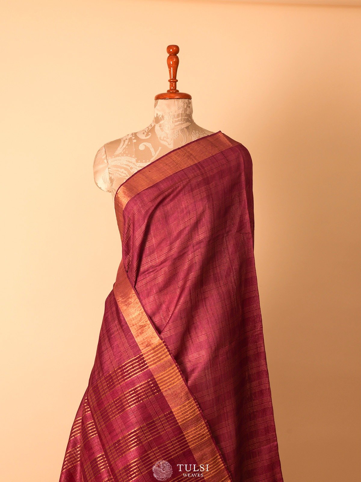 Lavender Tussar Silk Saree