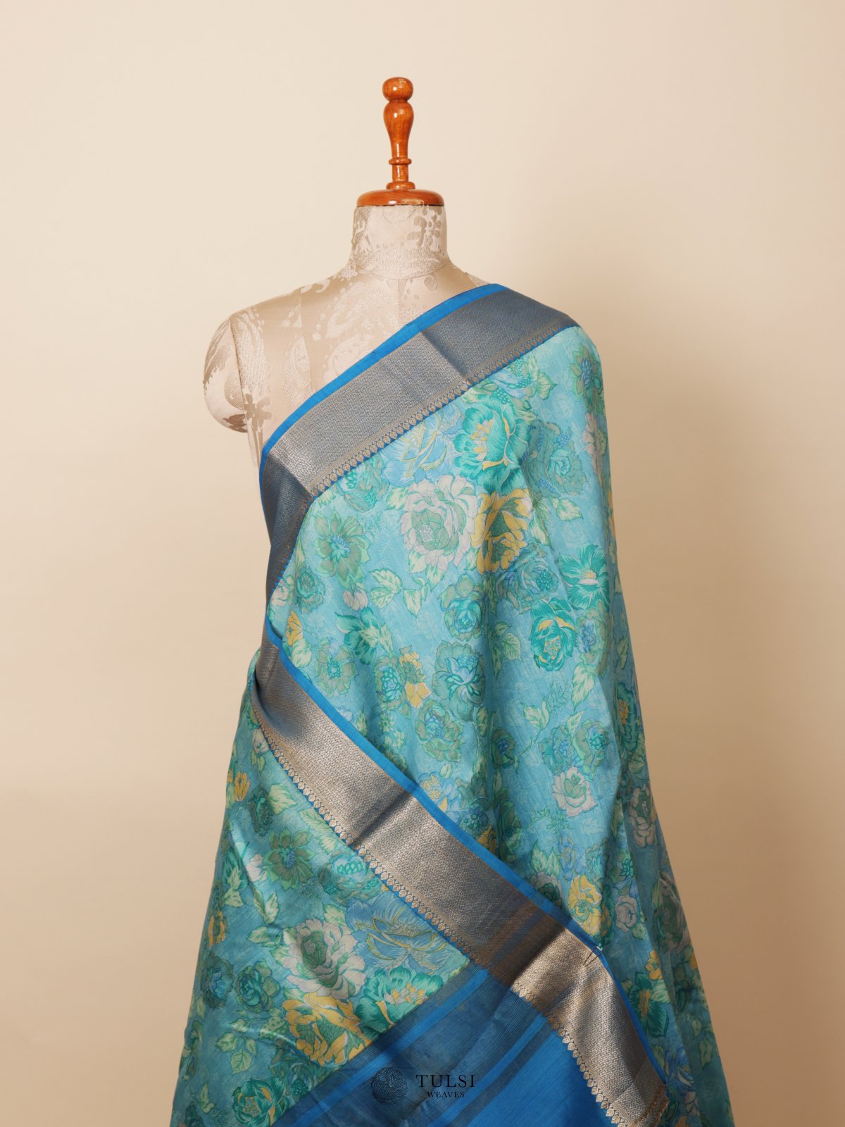 Light Blue Chaniya Silk Saree