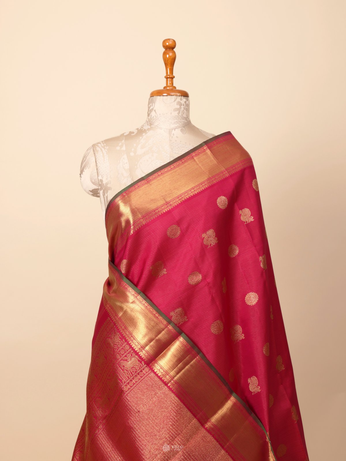 Dark Pink Kanjeevaram Silk Saree 