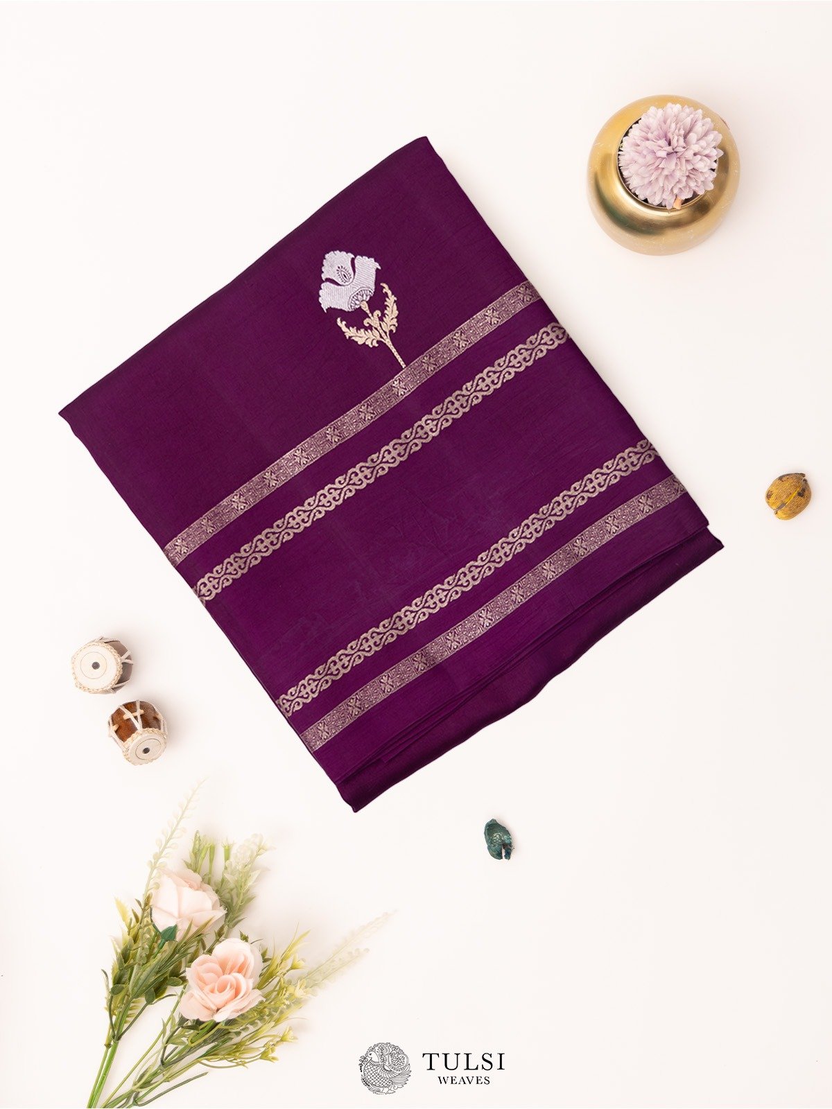 Mulberry Purple Mashru Silk Saree