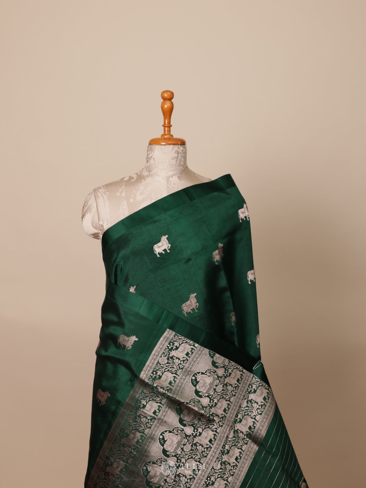 Dark Green Mashru Silk Saree 
