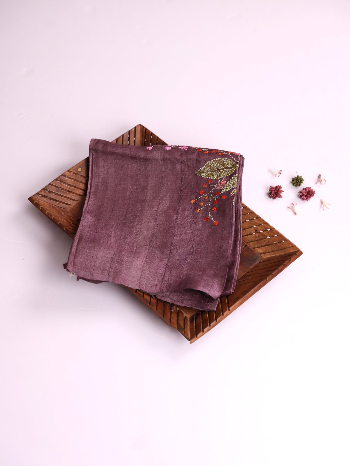 Mauve Embroidered Tussar Silk Blouse