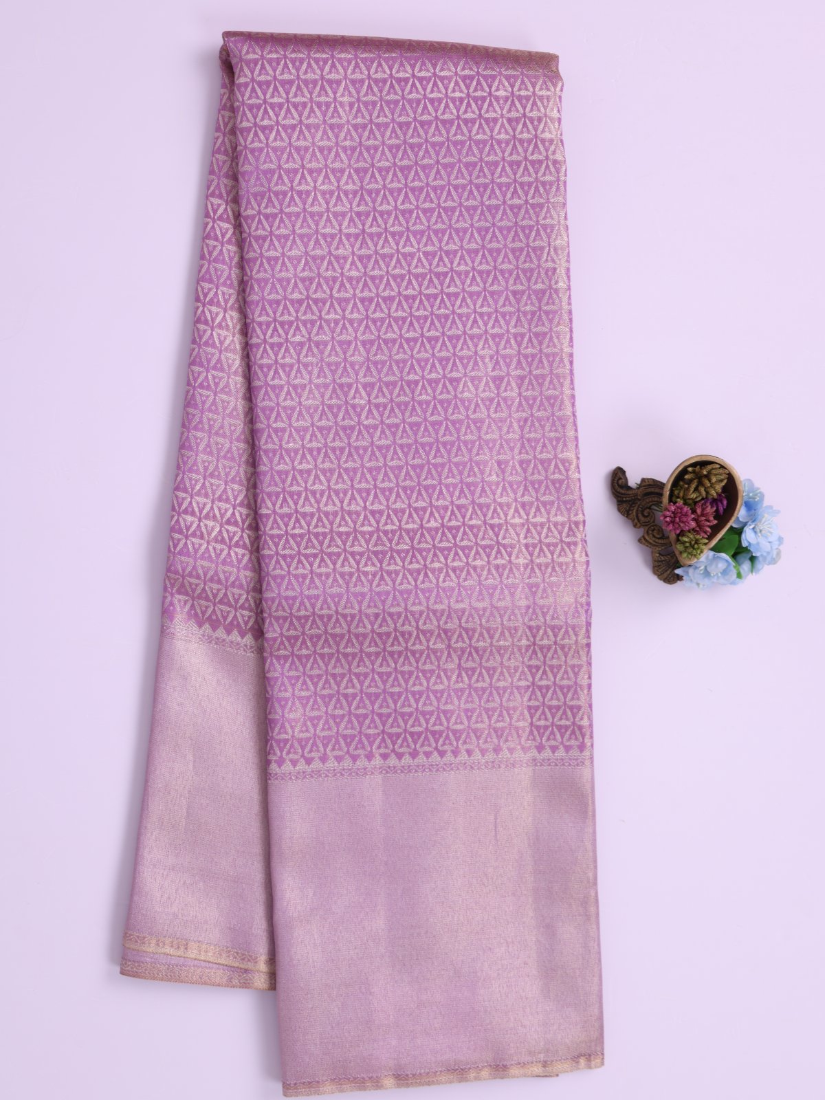 Lavender Tissue Brocade Kanjeevaram Silk Saree