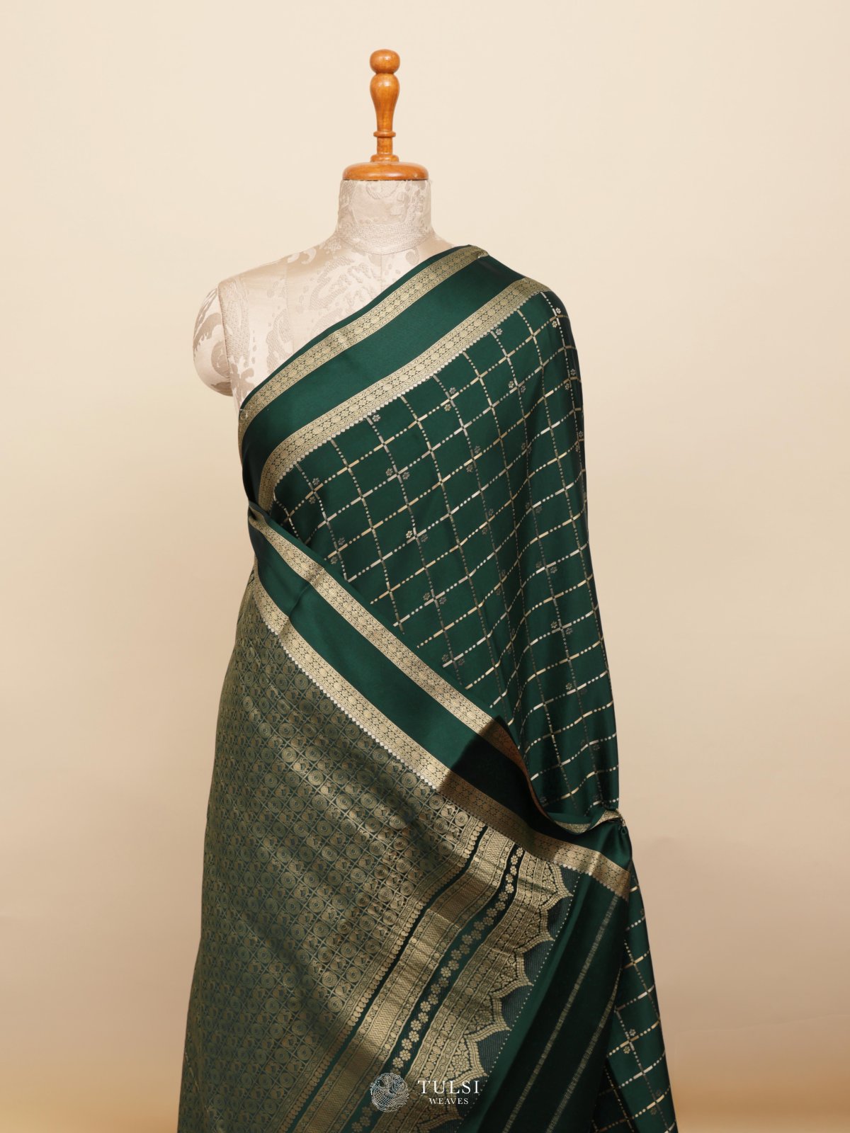 Dark Green Mysore Silk Saree