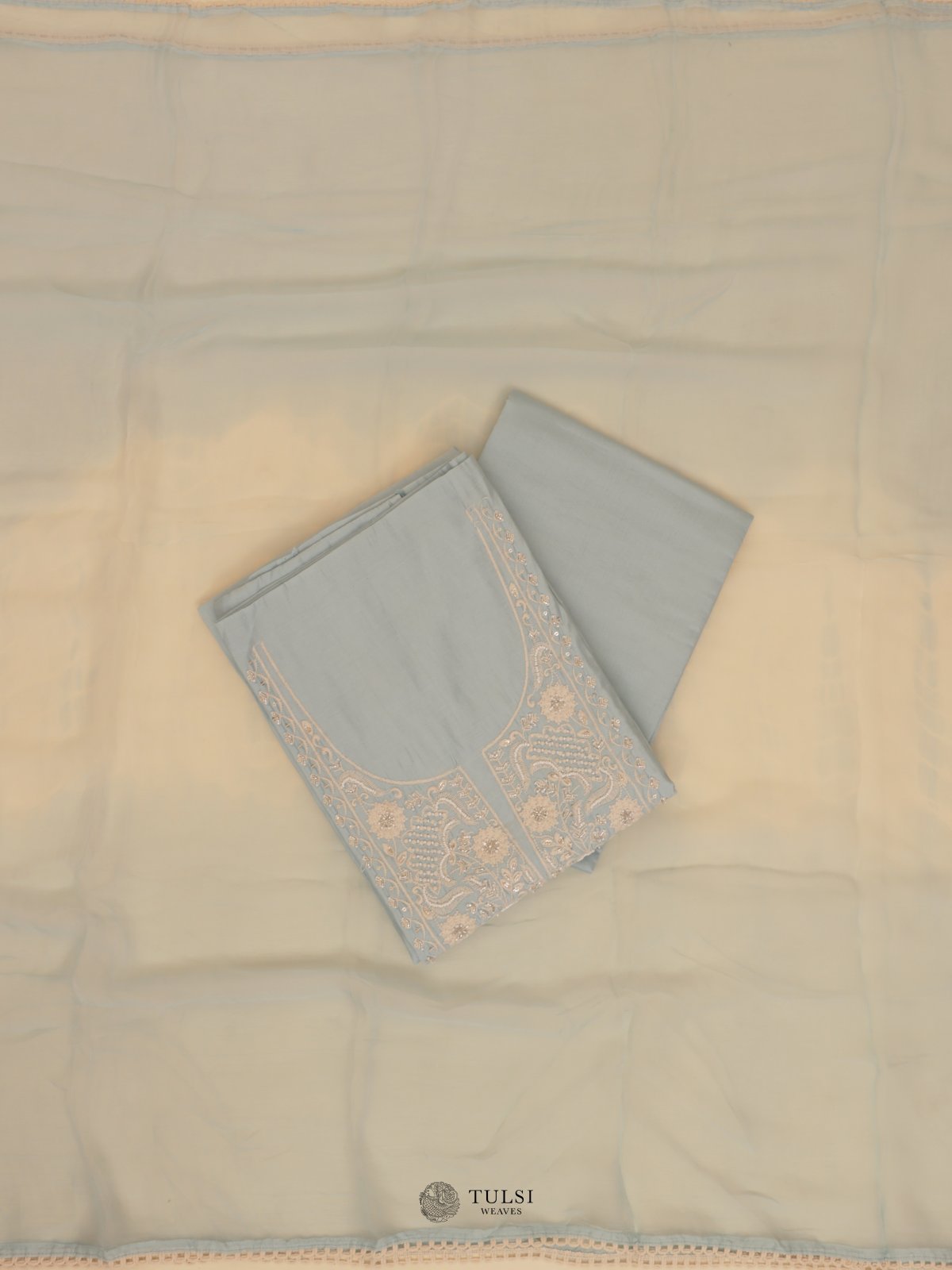 Light Blue Semi Silk Salwar Material