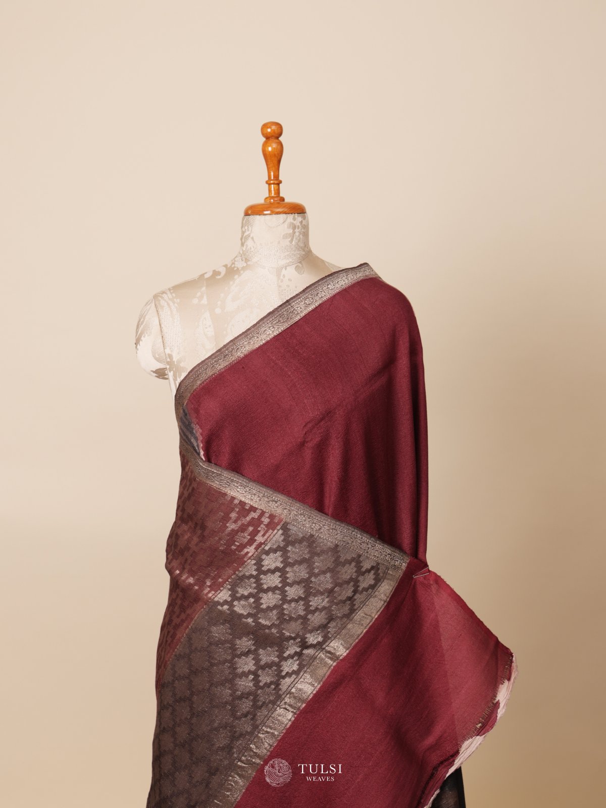 Maroon Banaras Tussar Georgette