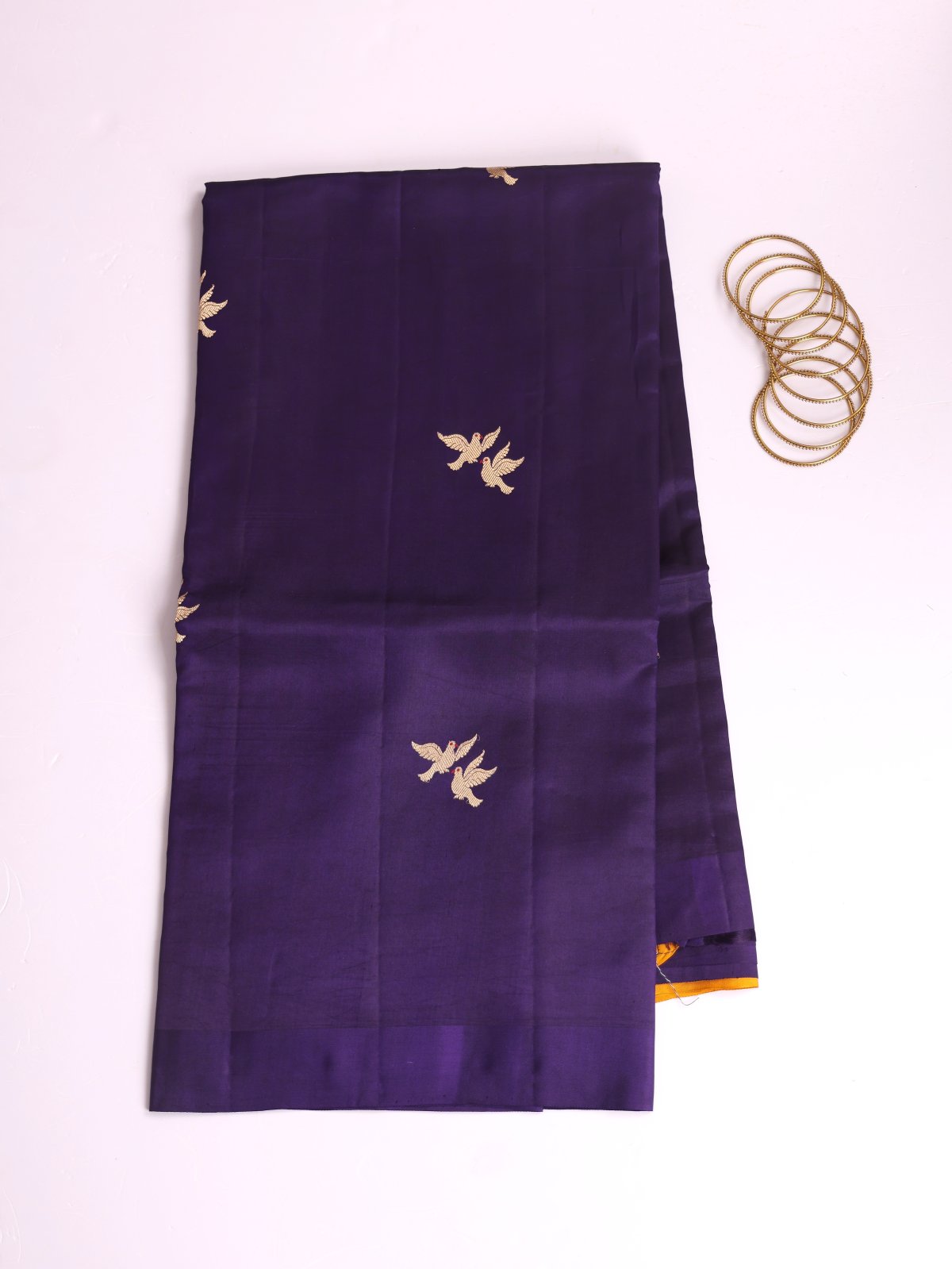 Dark Violet Mashru Silk Saree With Satin Border