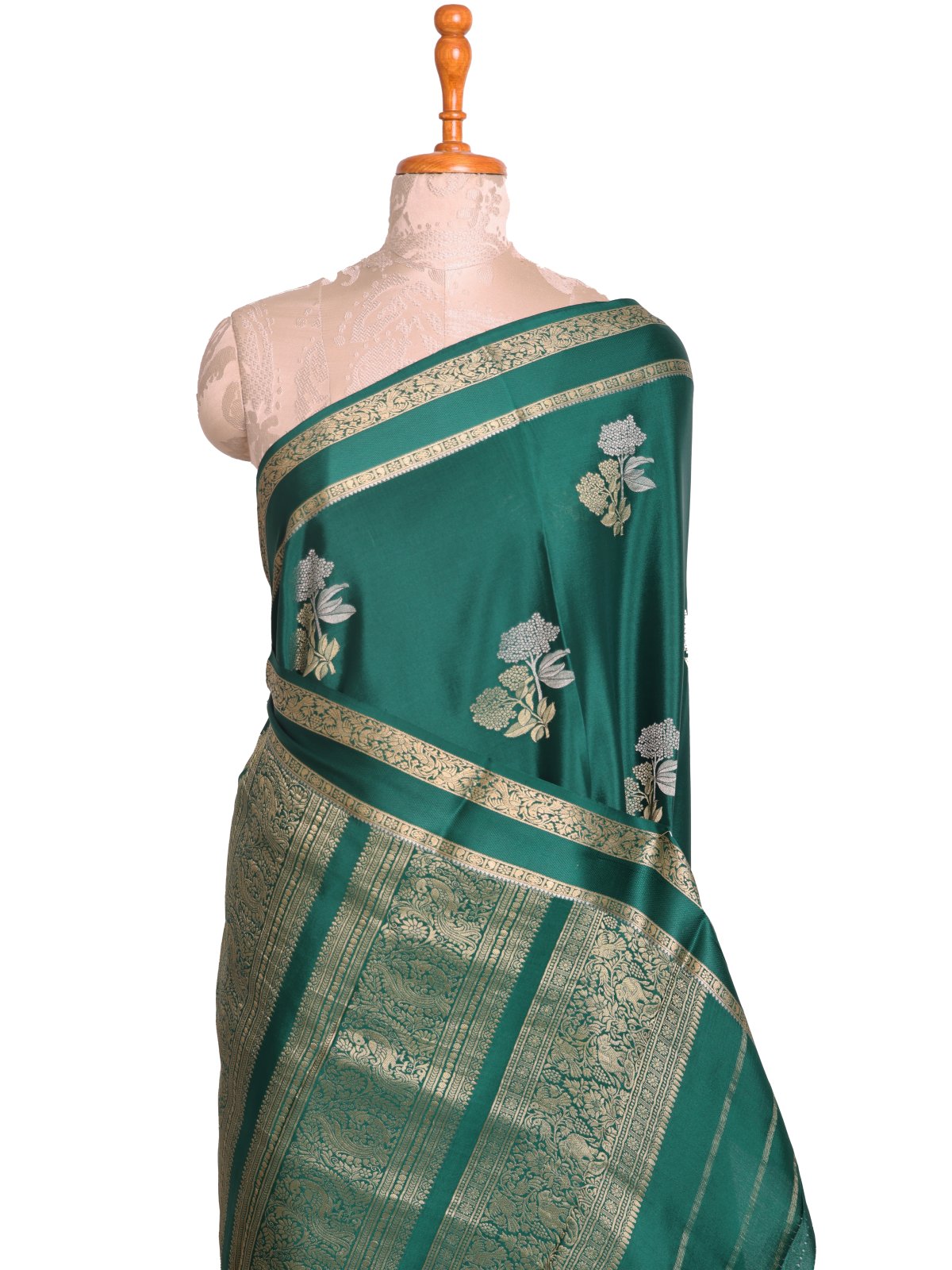 Dark Green Mysore Silk Saree